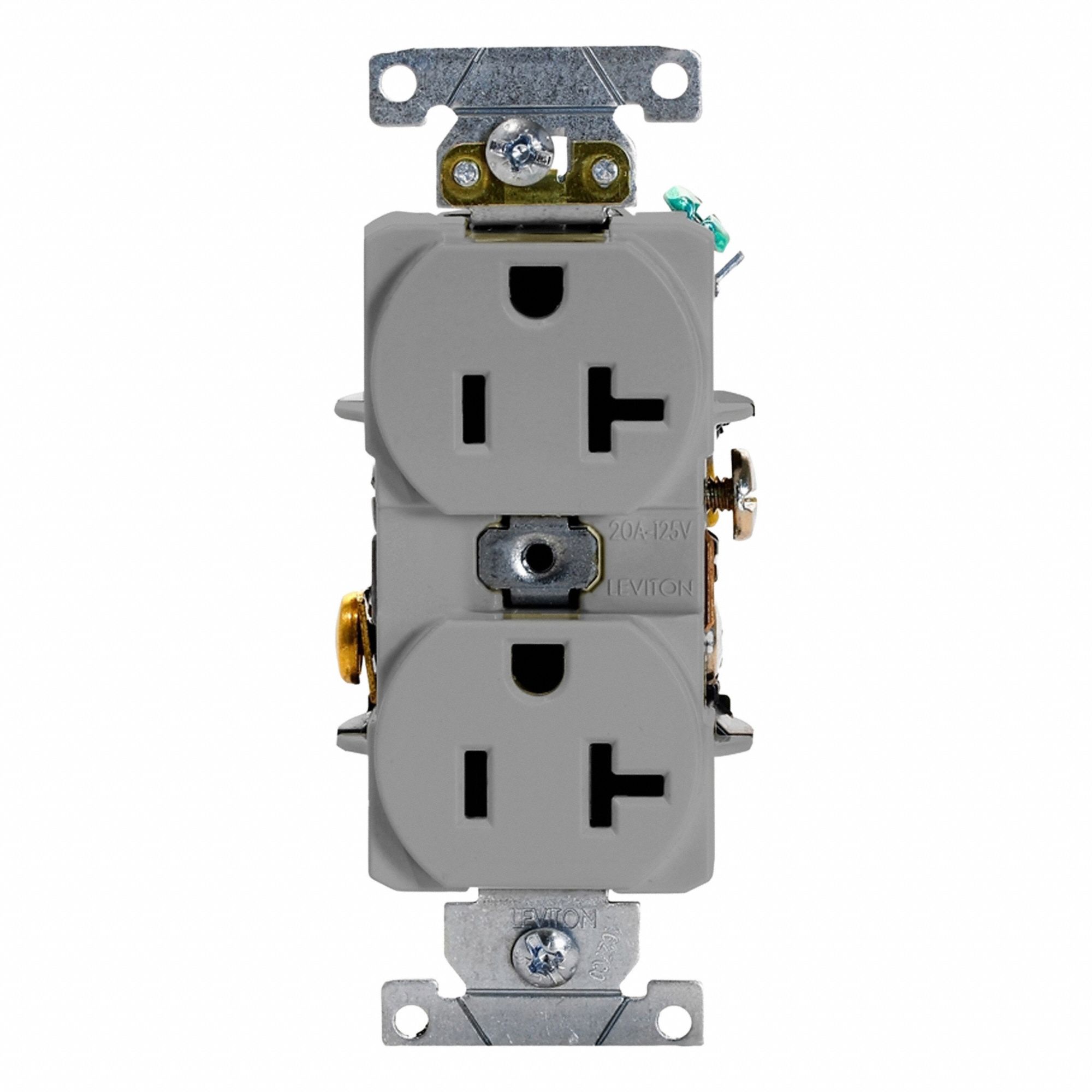 Duplex Receptacle Outlet: Duplex, 5-20R, 125V AC, 20 A, Gray, 2 Pole / 3 Wire