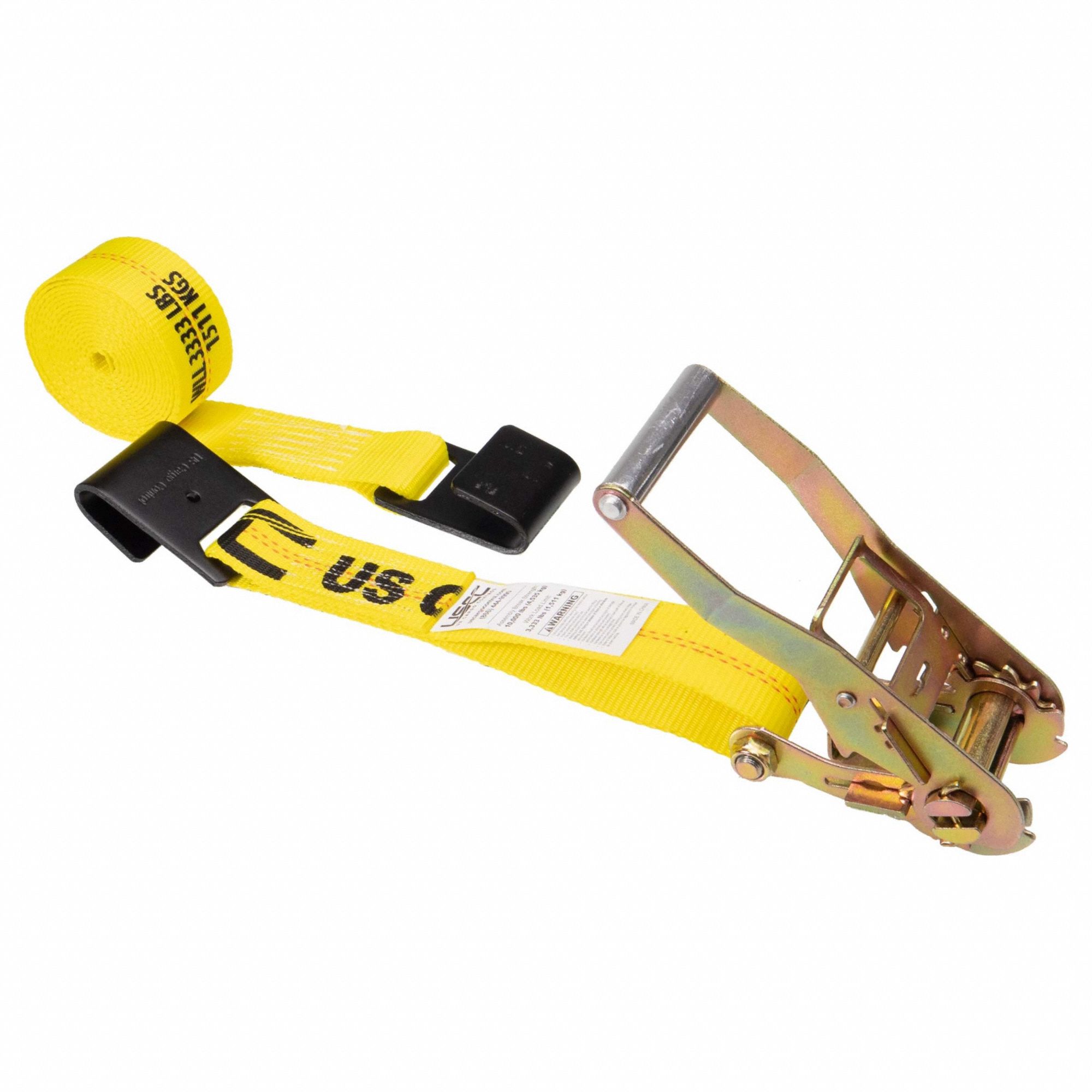 Tie Down Strap, Flat-Hook, Yellow