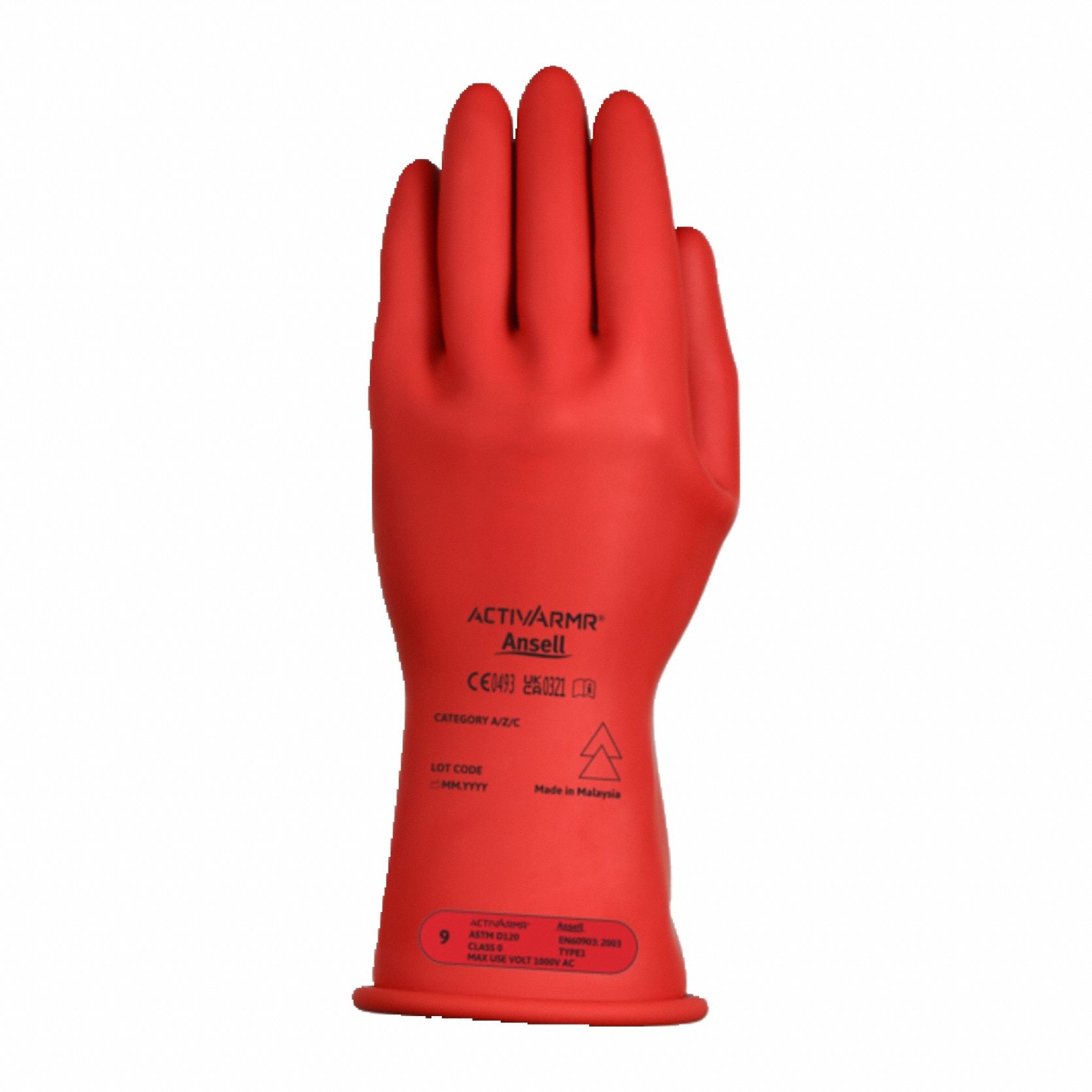 ElectrcInslatedGloves Sz10 Rd Latex PR