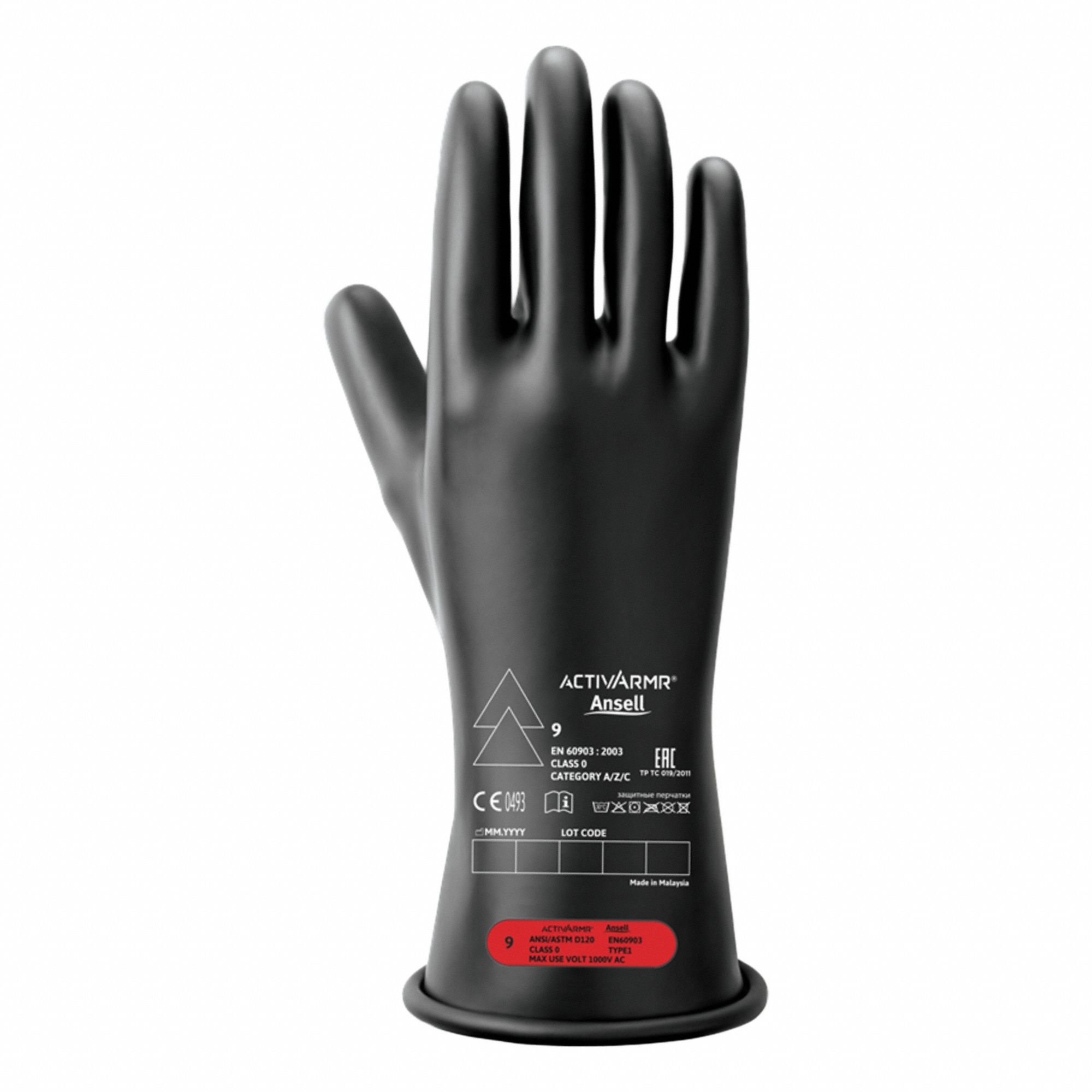 ElectrcInslatedGloves Sz8 Blk Latex PR
