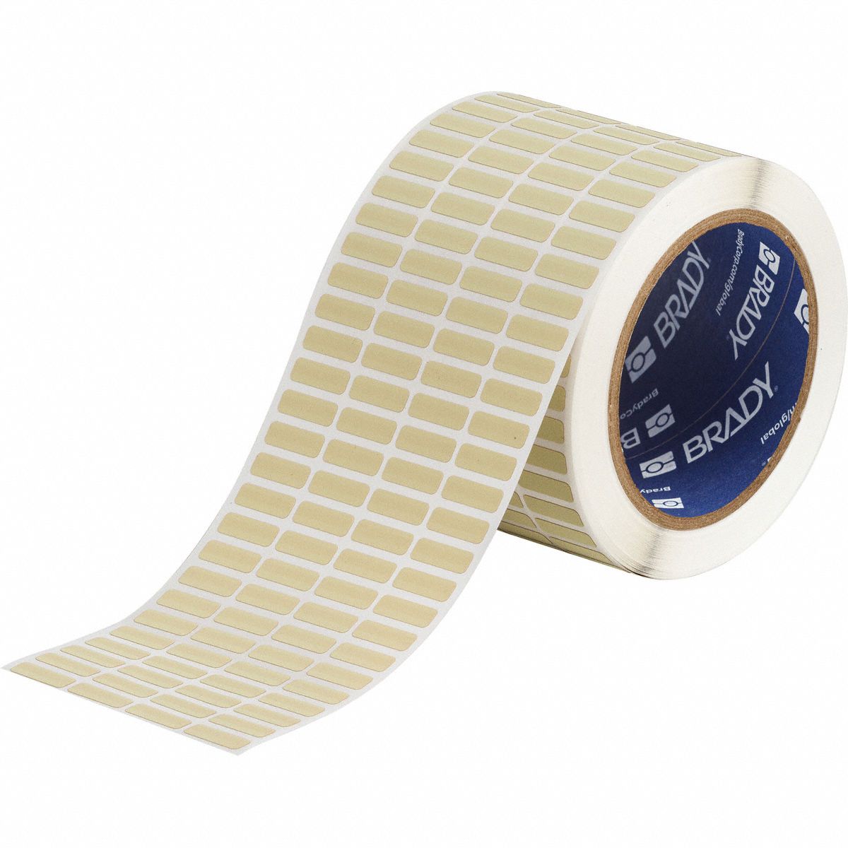 Pre-Cut Label Stock Roll: 1/4 in x 3/4 in, 3 11/32 in x 1/4 in, Polyimide, Permanent Adhesive