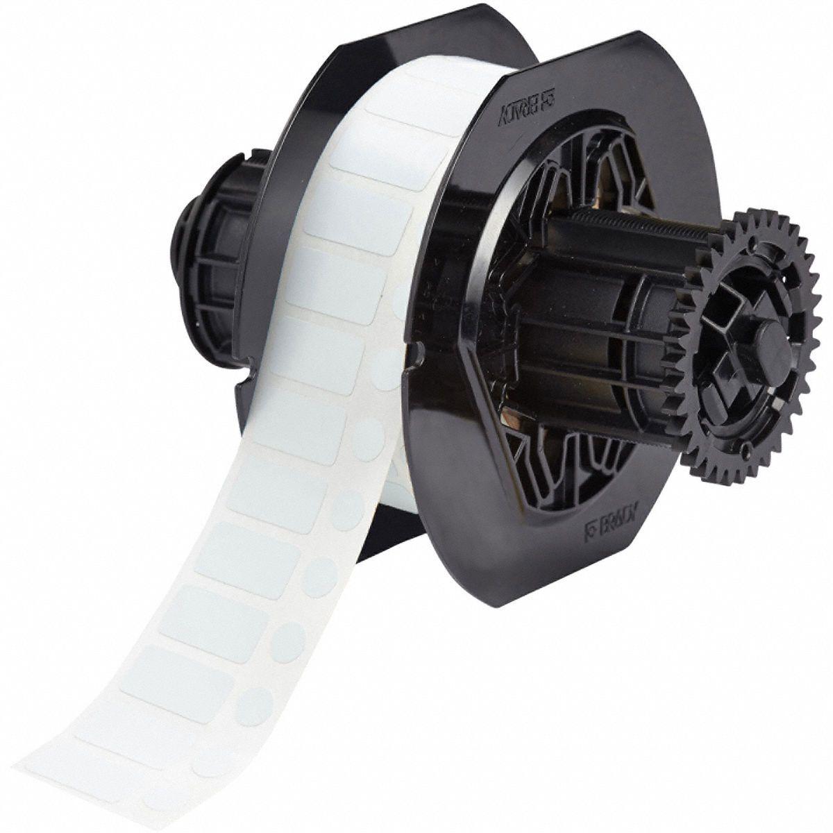 Pre-Cut Label Stock Roll: Circle/Rectangle, 1/2 in x 3/8 in, 1/2 in, Cryogenic Polyester, White