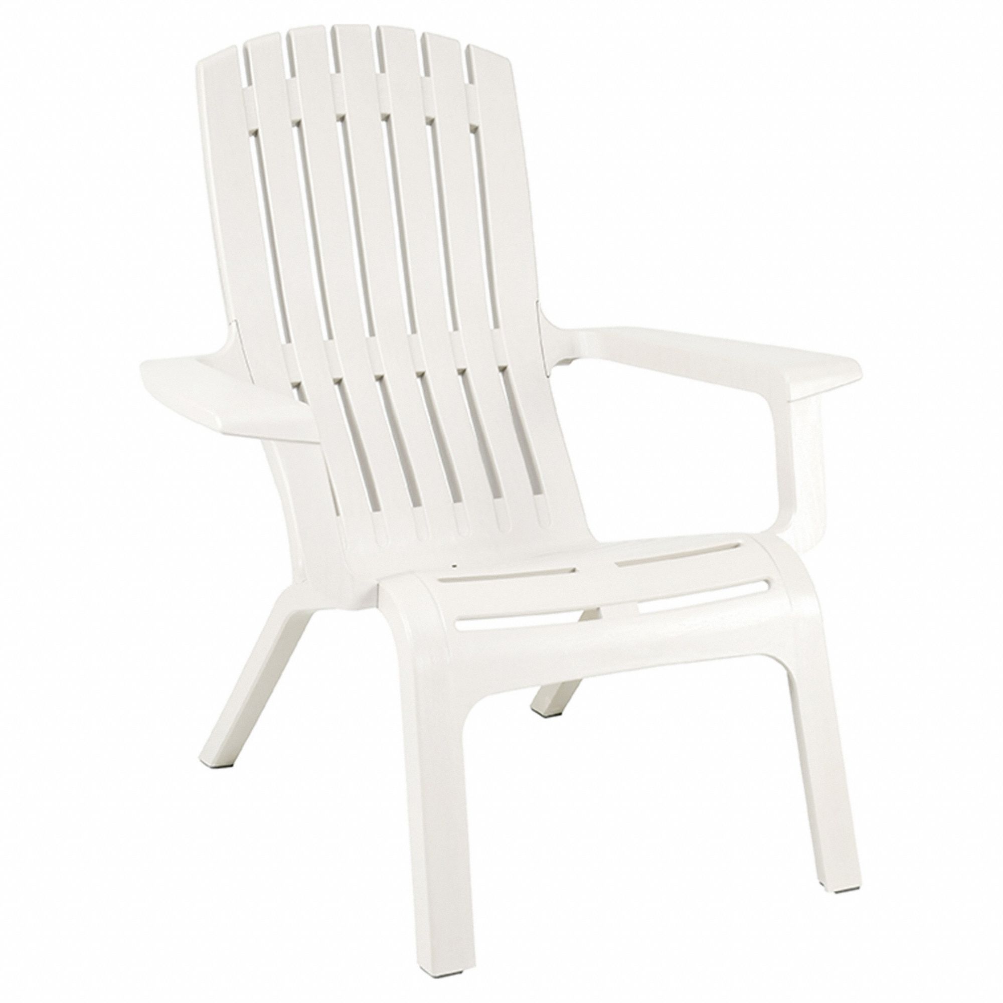 Adirondack Chair: White, White, Glossy, 16 in Seat Ht, 36 in Seat Wd, 20 in Seat Dp