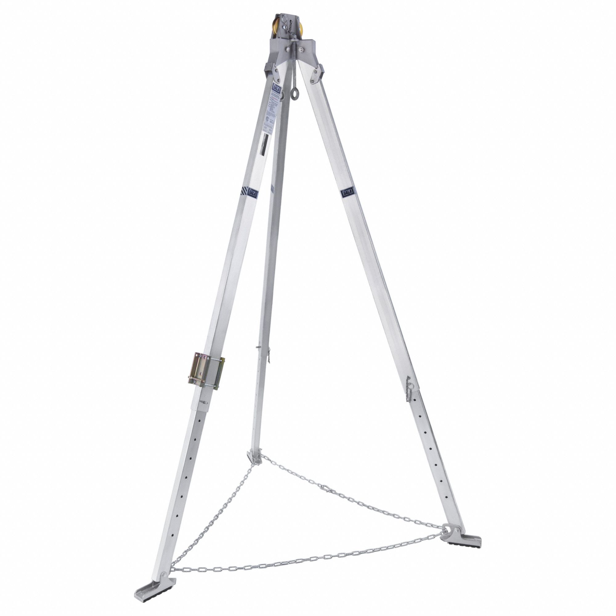 Confined Space Tripod: 7 ft to 9 ft Ht, 33 in to 44 in Base, 420 lb Wt Capacity