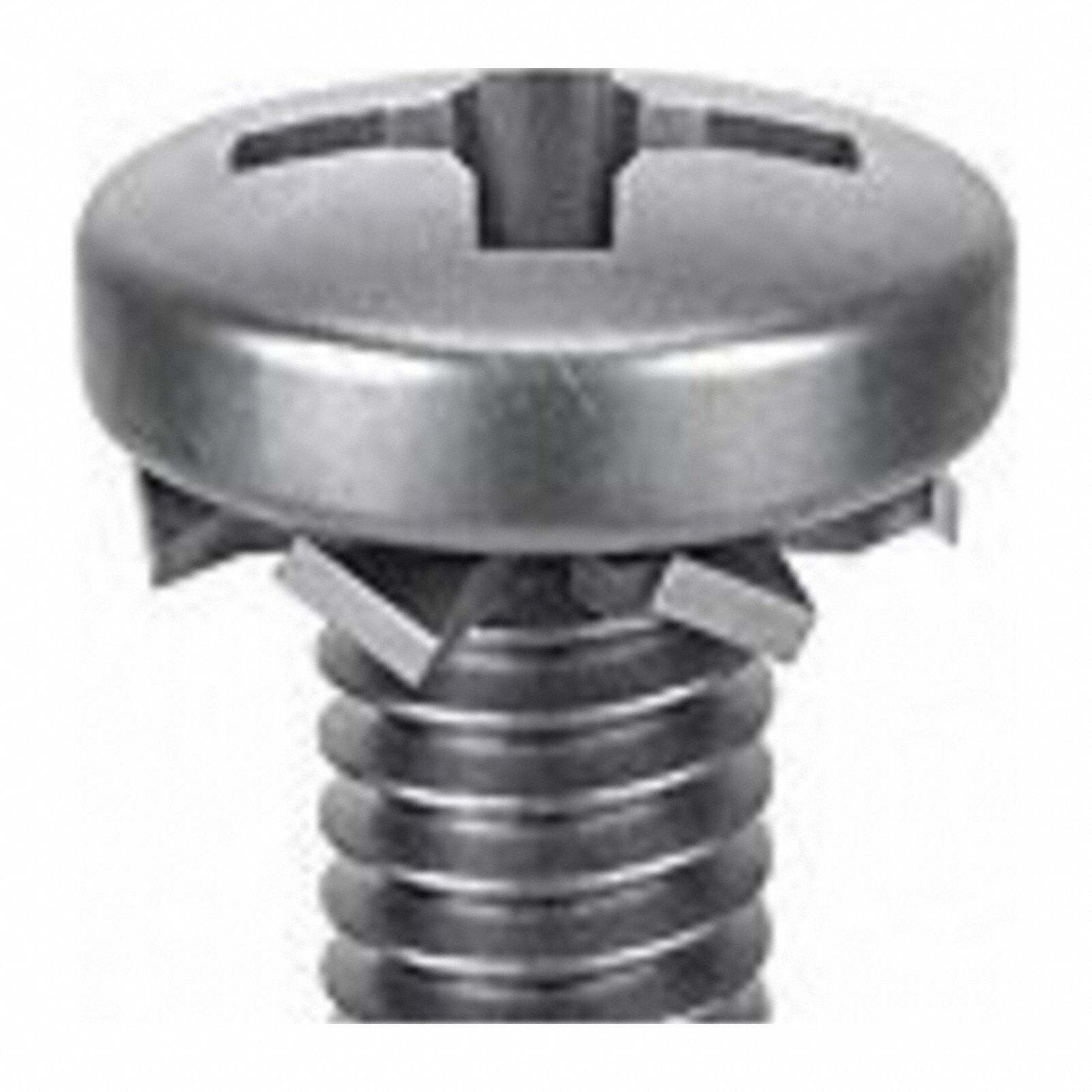 SEMS Screw: External Tooth, #4-40 Thread Size, 1 in Lg, Stainless Steel, Passivated, Pan, 25 PK