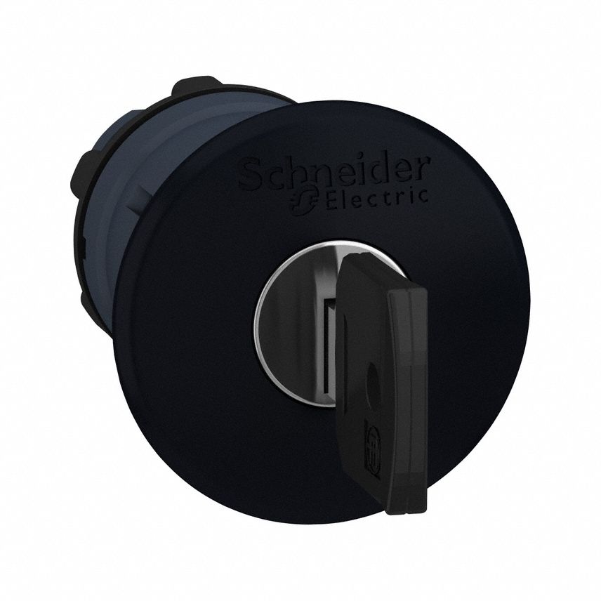 Mushroom Head Push Button: Black, 22 mm Mounting Size, Non-Metallic, Maintained