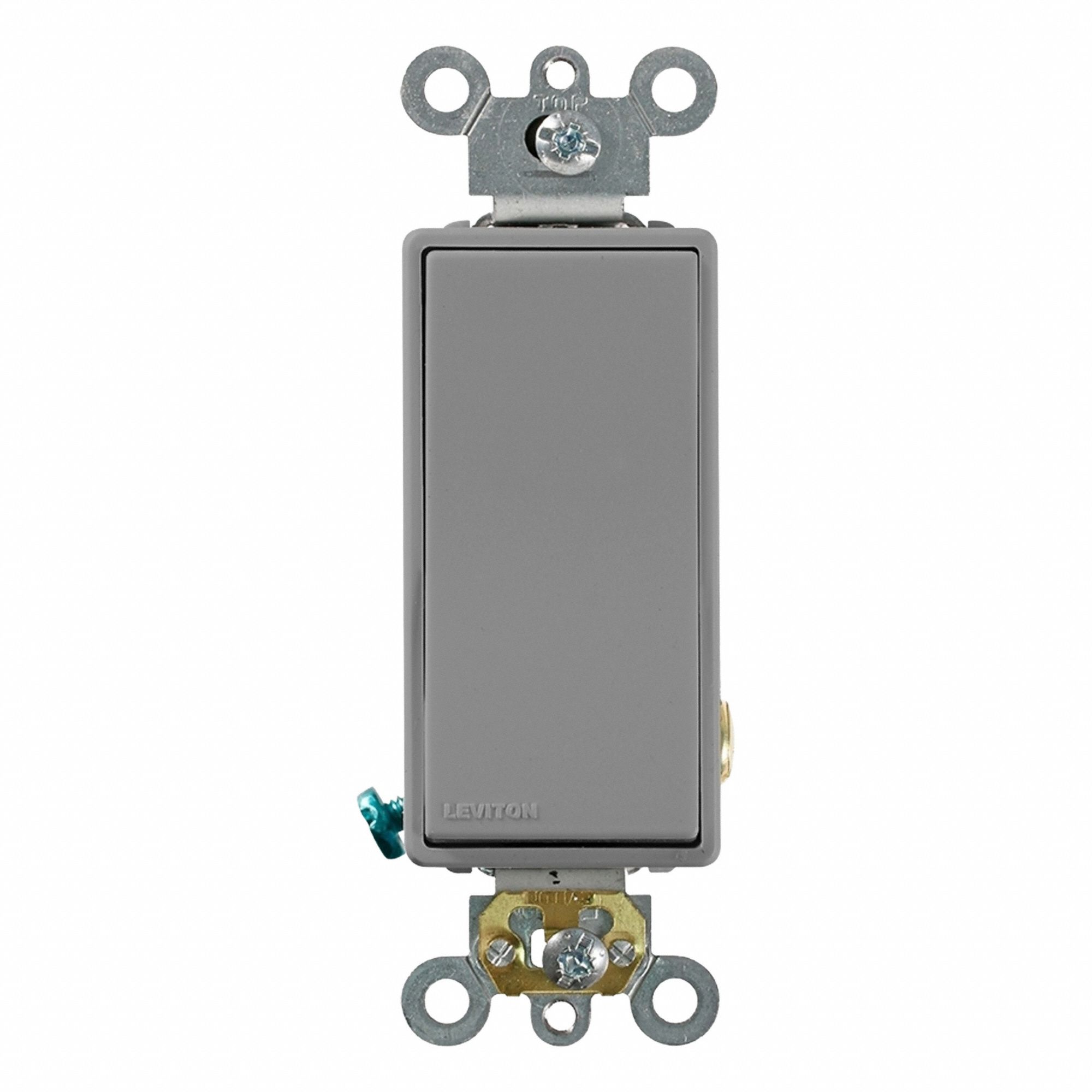 AC Quiet Switch: Rocker Switch, Single Pole, Gray, 20 A, 120/277V AC, Screw Terminals