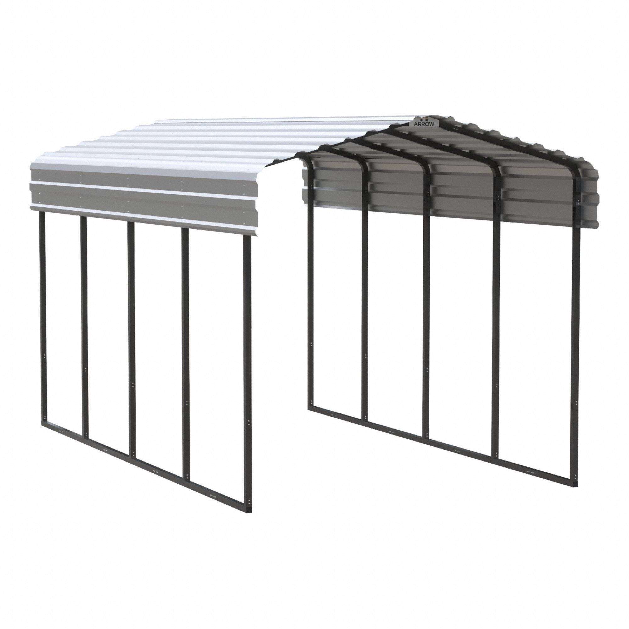 Carport: 20 ft Overall Lg, 10 ft Overall Wd, 9 ft Overall Ht, Powder Coated, Galvanized Steel