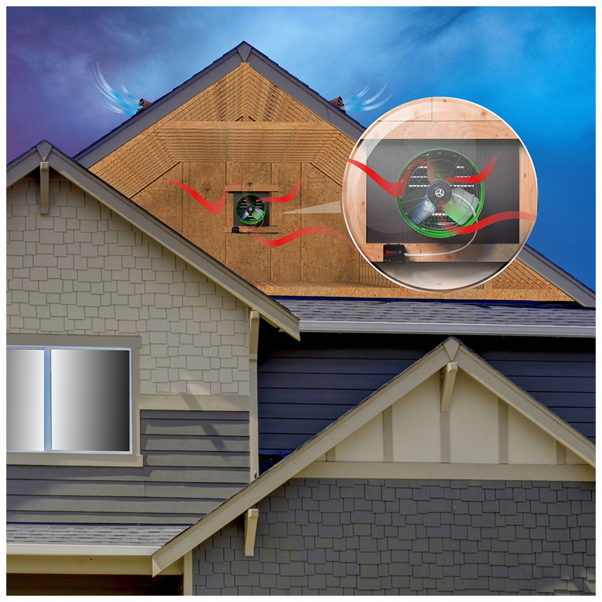 QUIETCOOL Attic Exhaust Fan Gable Mount, Electric Motor, Max. 4,000 sq