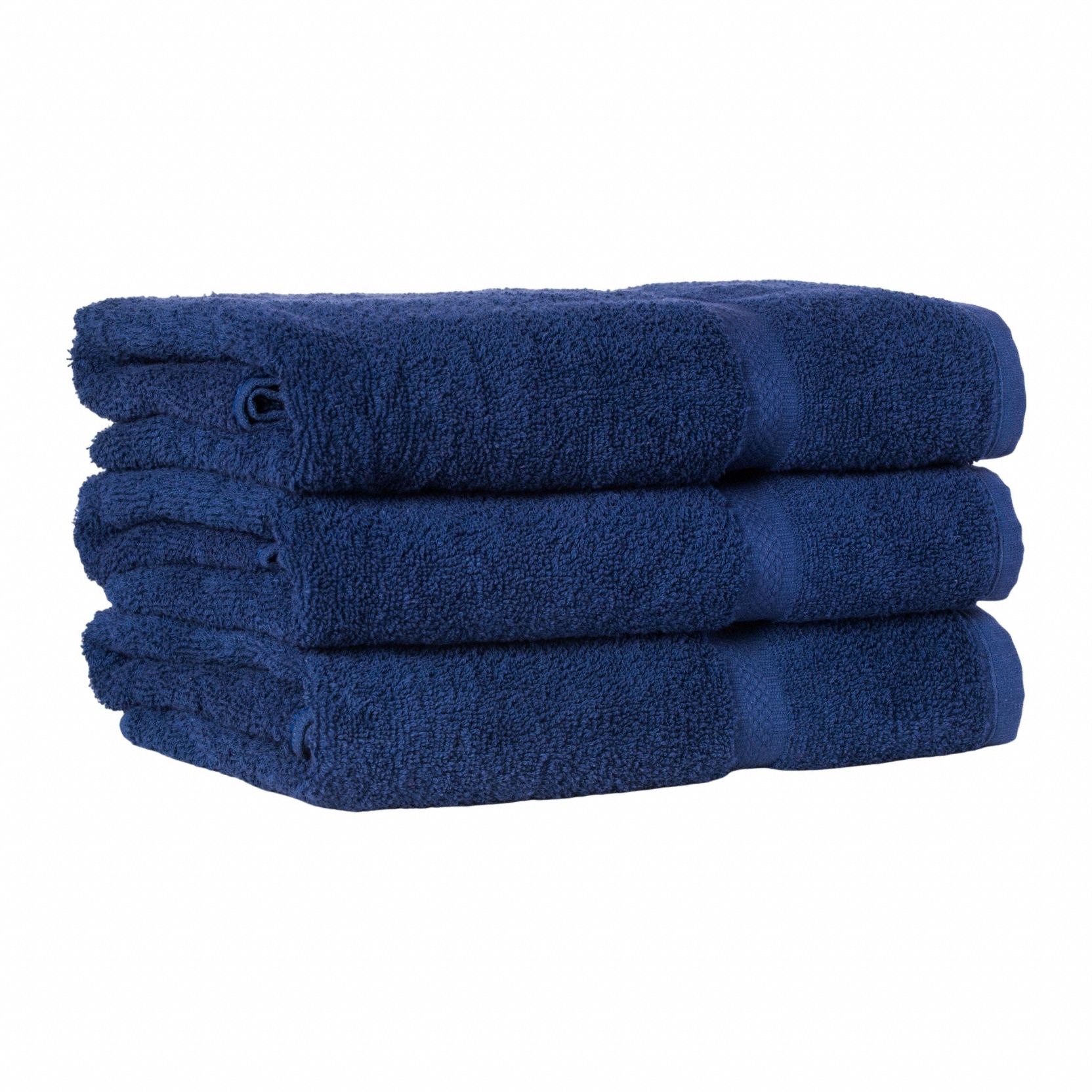 Bath Towel: Navy, 52 in Overall Lg, 27 in Overall Wd, 14 lb/dozen, 100% Cotton Material