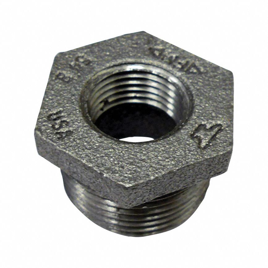 Hex Bushing: Cast Iron, 2 in x 1 in Fitting Pipe Size, Female NPT x Female NPT, Class 125
