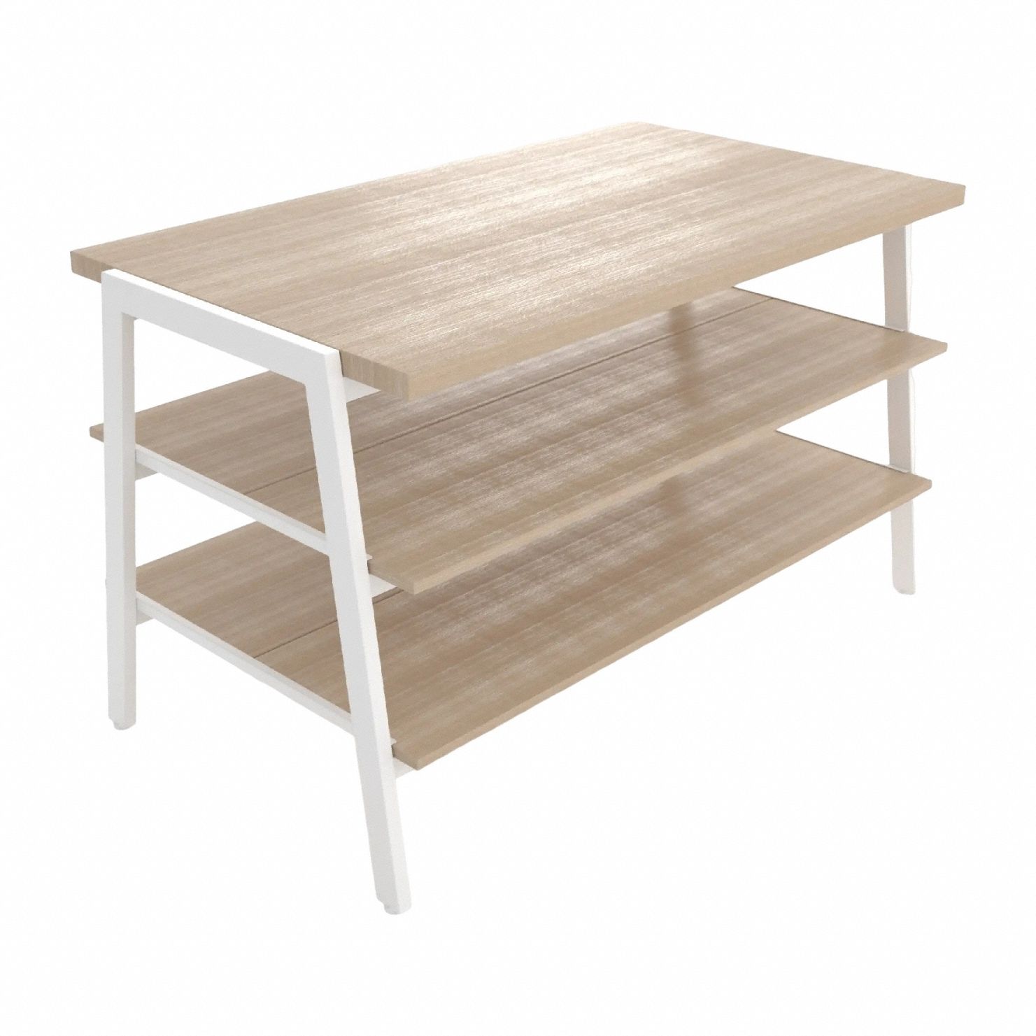 Floor Display: White, Metal/Wood, 49 3/4 in Overall Wd, 32 1/2 in Overall Ht, 30 in Overall Dp