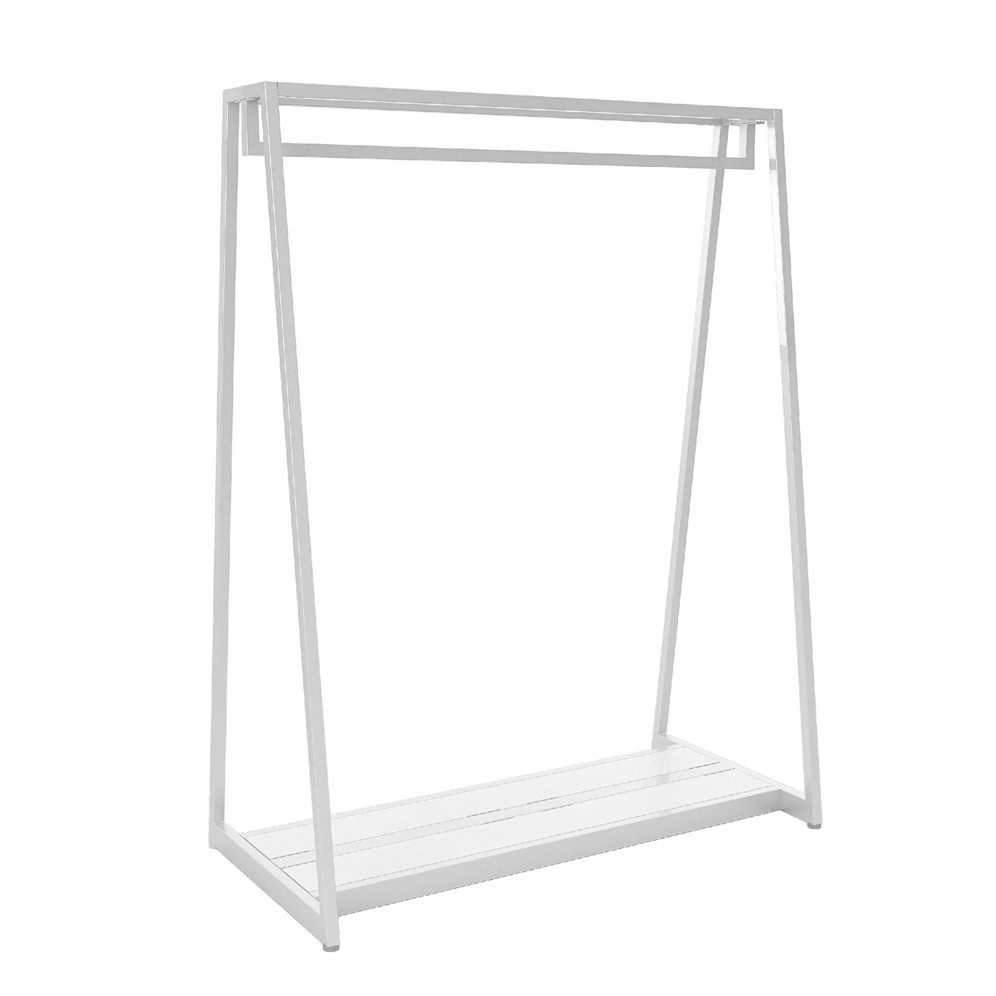 Retail Apparel Rack: Garment Rack, 62 in Overall Ht, 48 in Overall Lg, 24 in Overall Dp, White