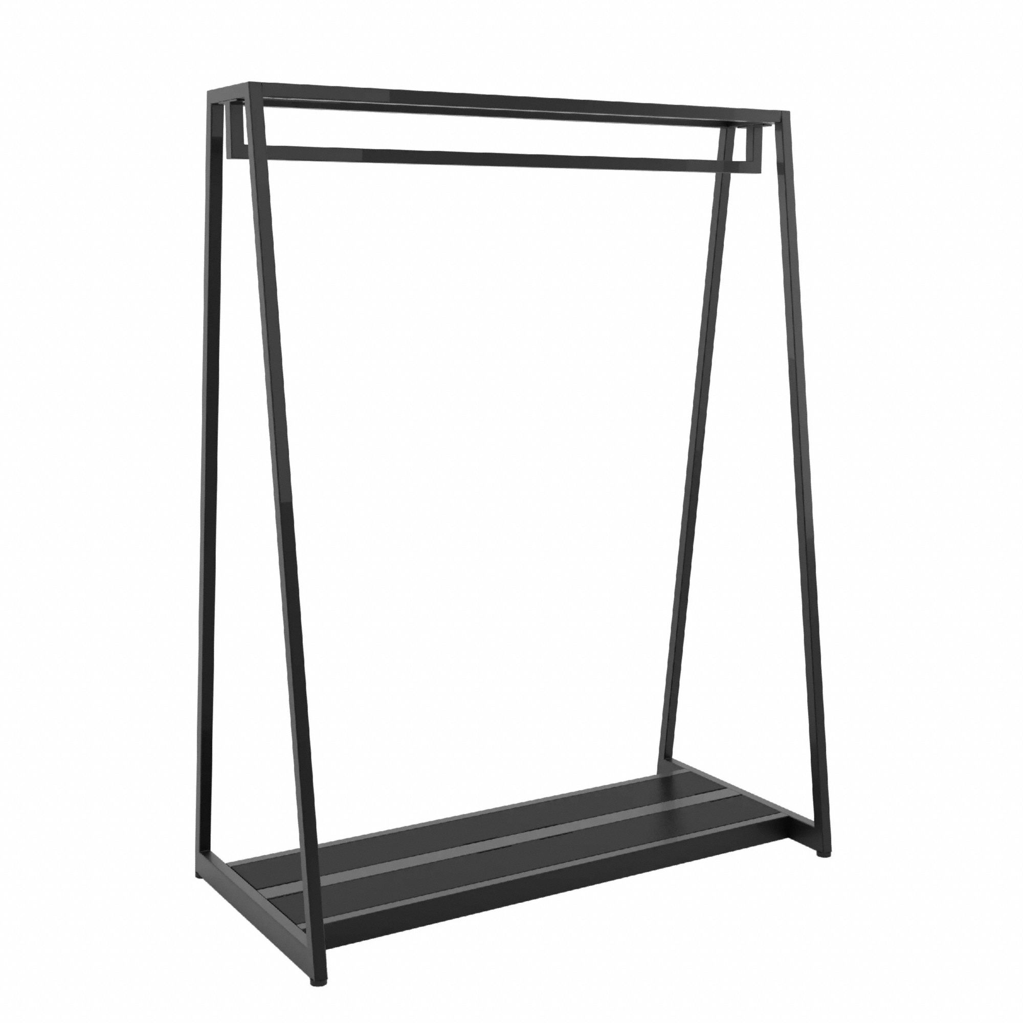 Retail Apparel Rack: Garment Rack, 62 in Overall Ht, 48 in Overall Lg, 24 in Overall Dp, Black