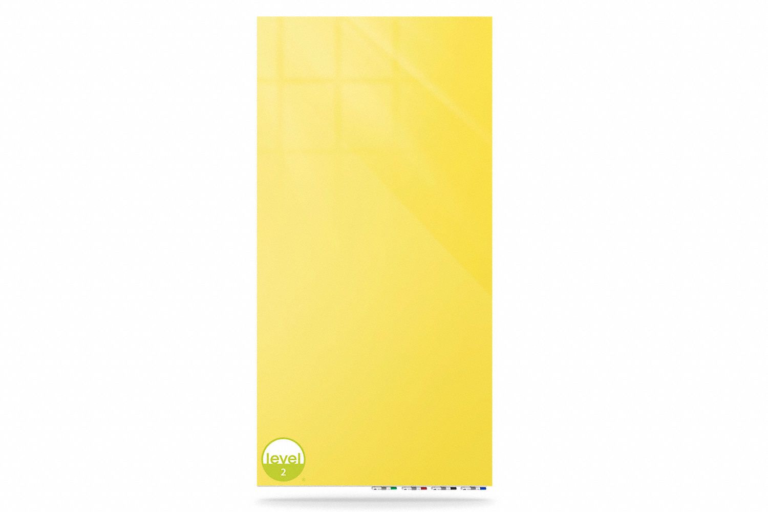 Dry Erase Board: Glass, Frameless Style, 48 in Overall Ht, 72 in Overall Wd, Yellow