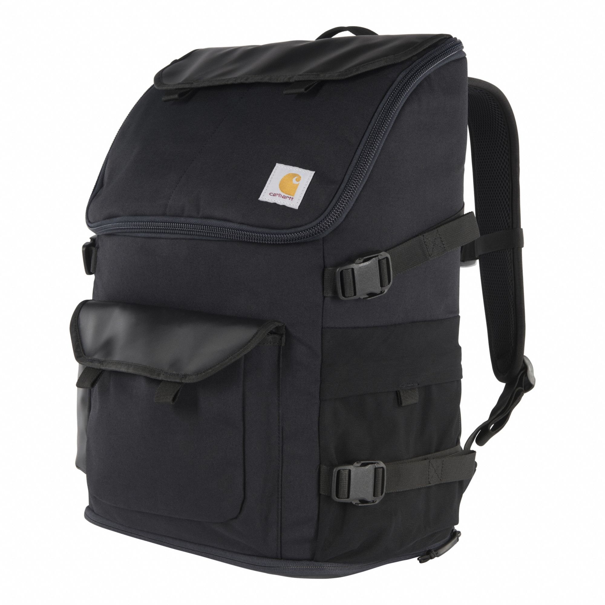 Laptop Backpack: Polyester, Black, 17 1/2 in Ht, 15 1/2 in Wd, 9 in Dp, 2 Outside Pockets