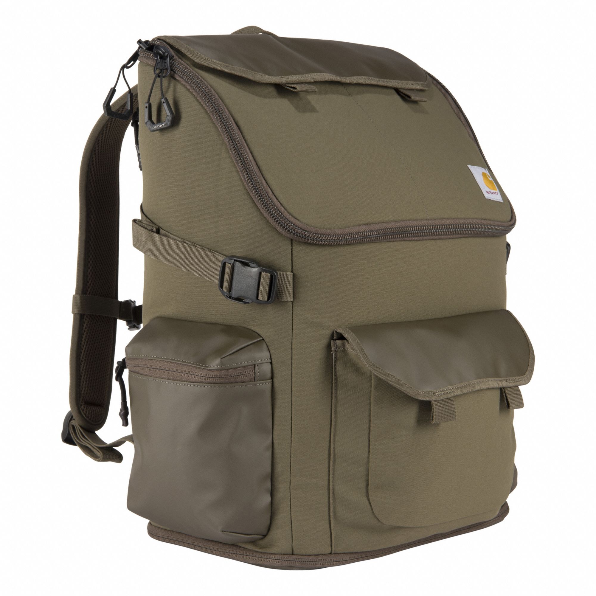 Laptop Backpack: Polyester, Tan, 17 1/2 in Ht, 15 1/2 in Wd, 9 in Dp, 2 Outside Pockets