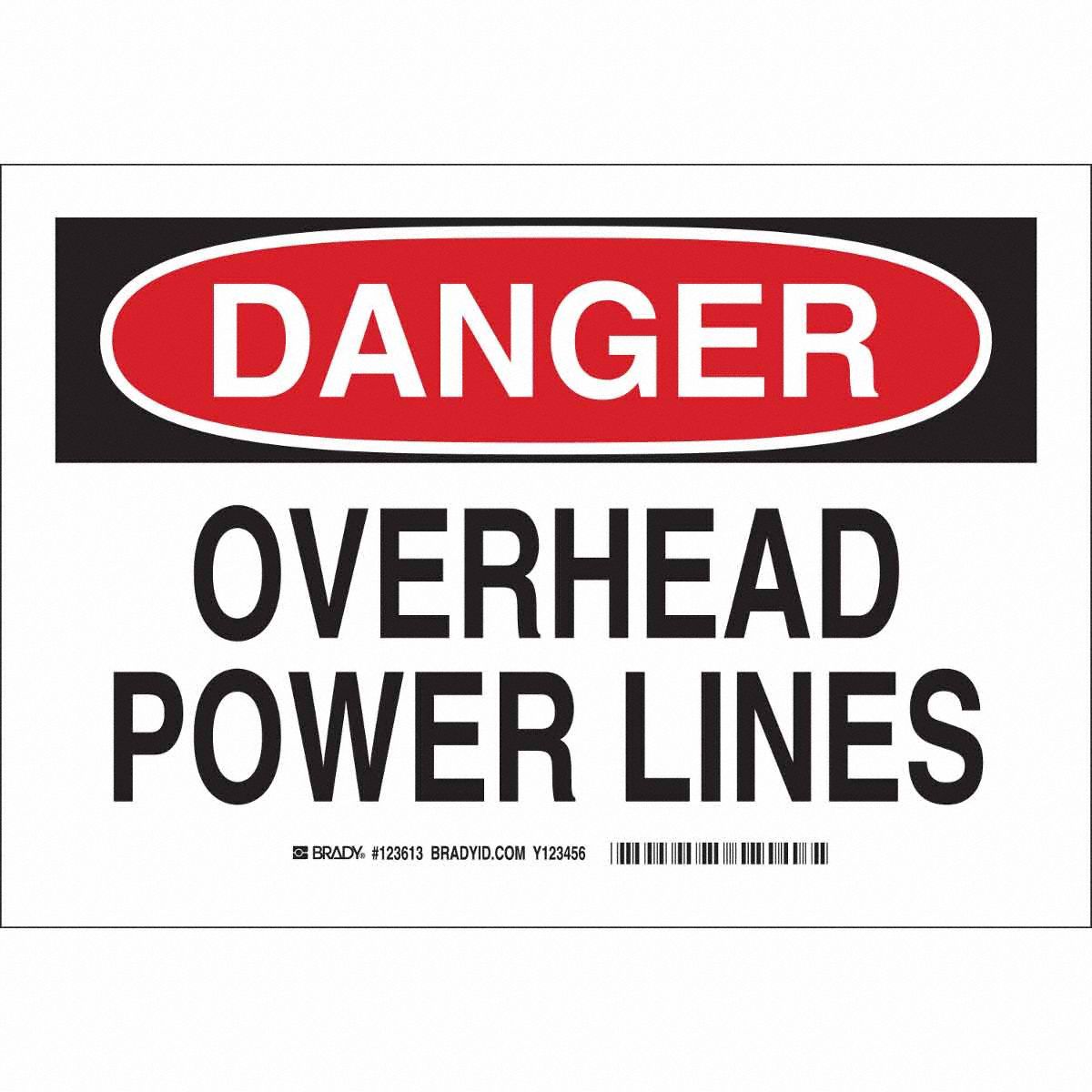 B555 10X14 BLK/RED/WHT DANGER OVERHEAD