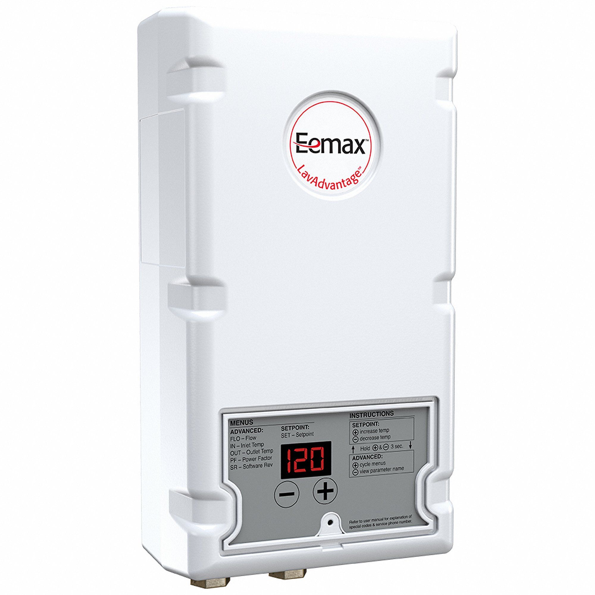 Electric Tankless Water Heater: LavAdvantage, 208V AC, 8, 300 W, 40 A Current, 70°F to 140°F