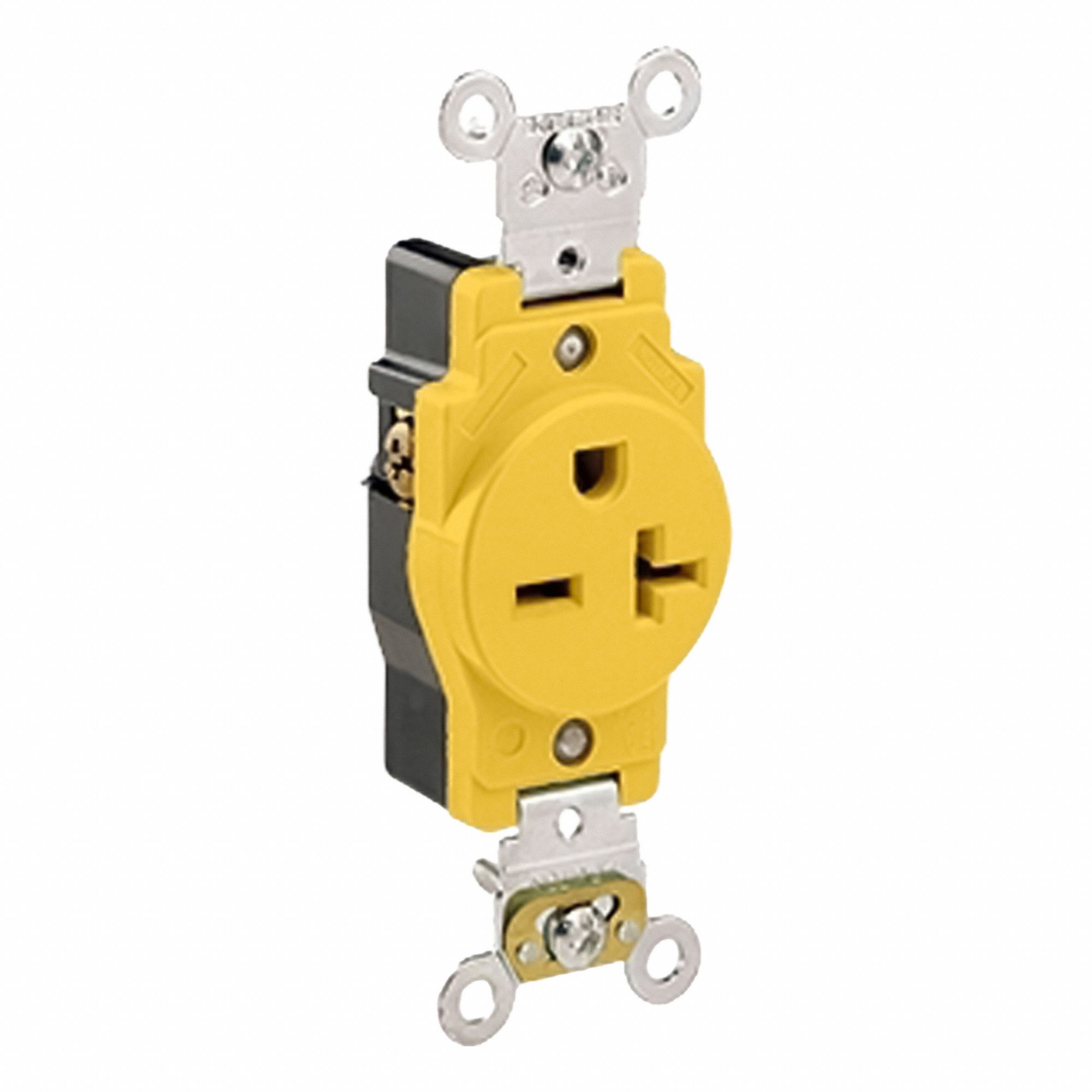 Duplex Receptacle Outlet: Single, 6-20R, 250V AC, 20 A, Yellow, 2 Pole / 3 Wire