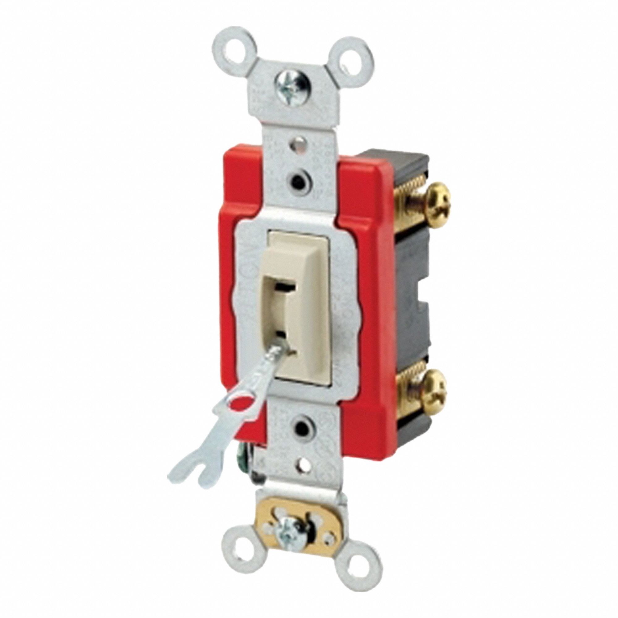 AC Quiet Switch: Toggle Switch, Single Pole, Ivory, 20 A, 120/277V AC, Screw Terminals