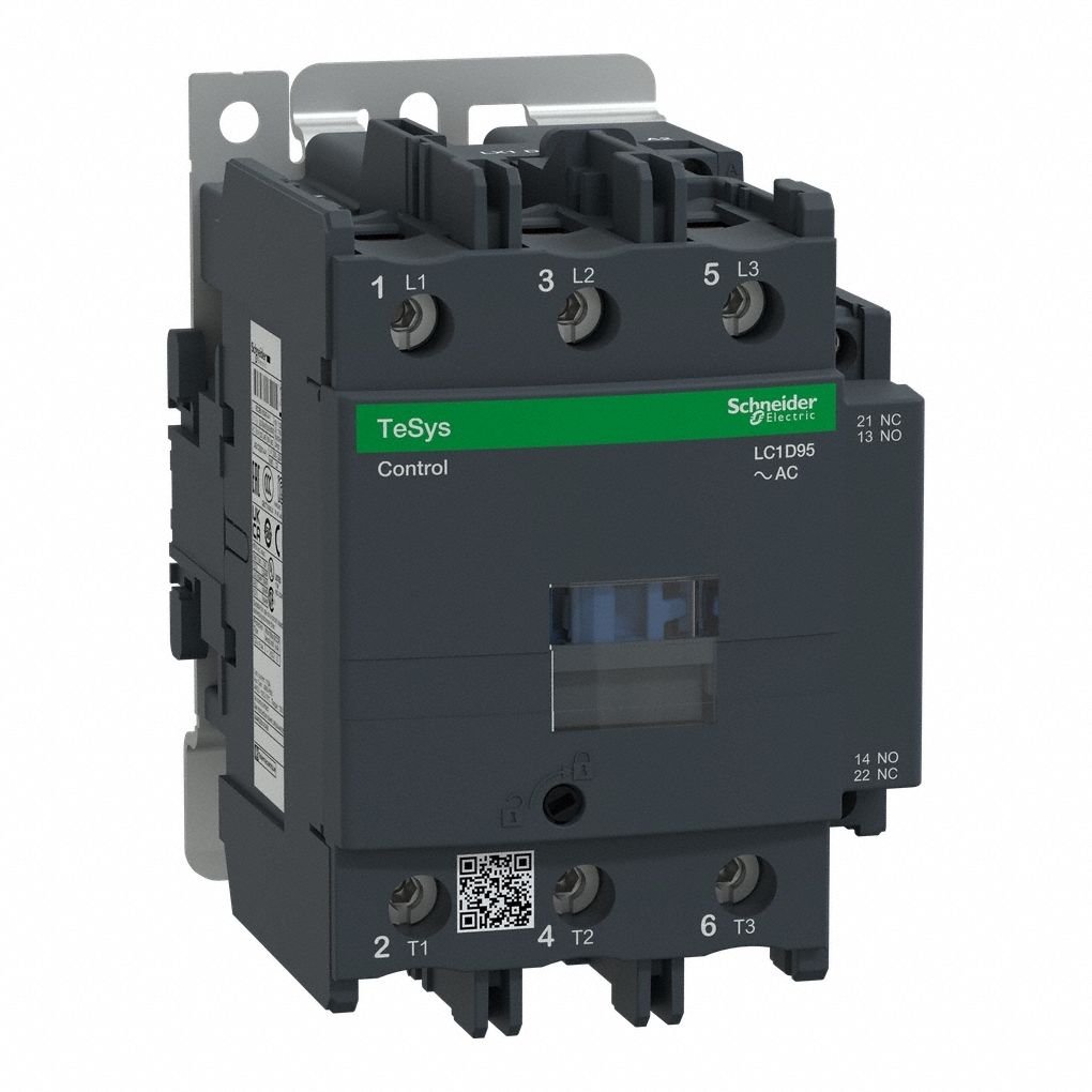 IEC Magnetic Contactor: Non-Reversing, 3 Poles, 3NO Contacts, 95 A, 24V AC Coil, 1NO/1NC