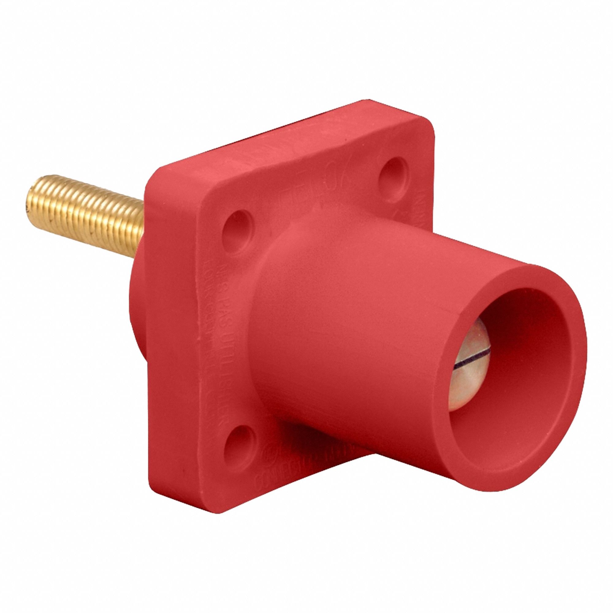Single Pole Receptacle: For Female Connectors, 400 A, Straight, Red, Square, Threaded Mounting