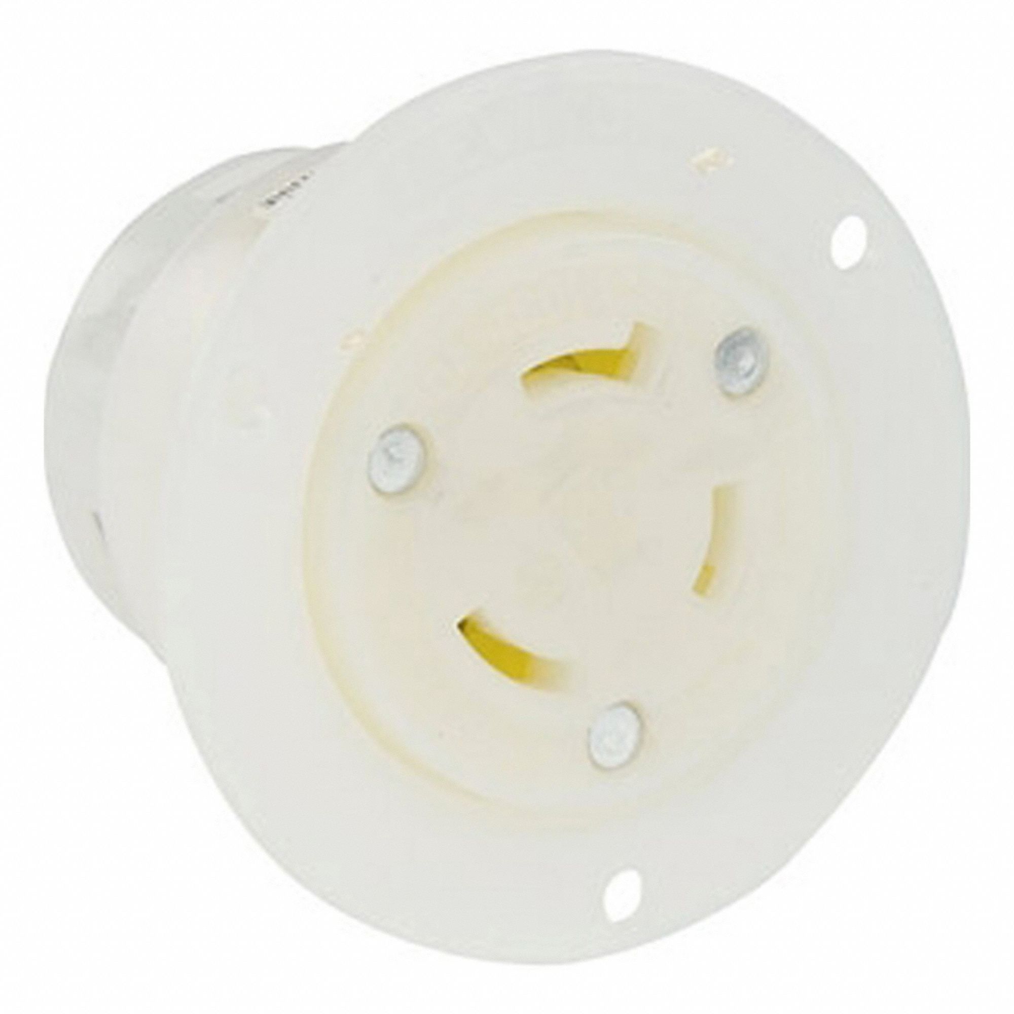 Locking Receptacle: L6-15R, 15 A, 250V AC, White, 2 Poles, Shrouded