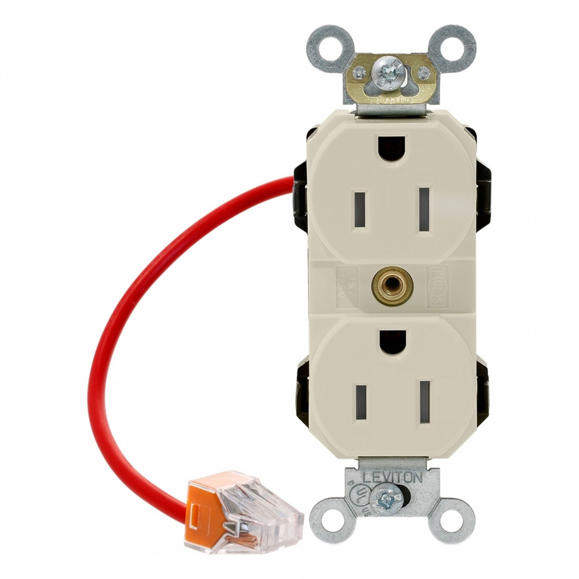 Lev-Lok Rec 15A 125V Self-GR/SC LtAl