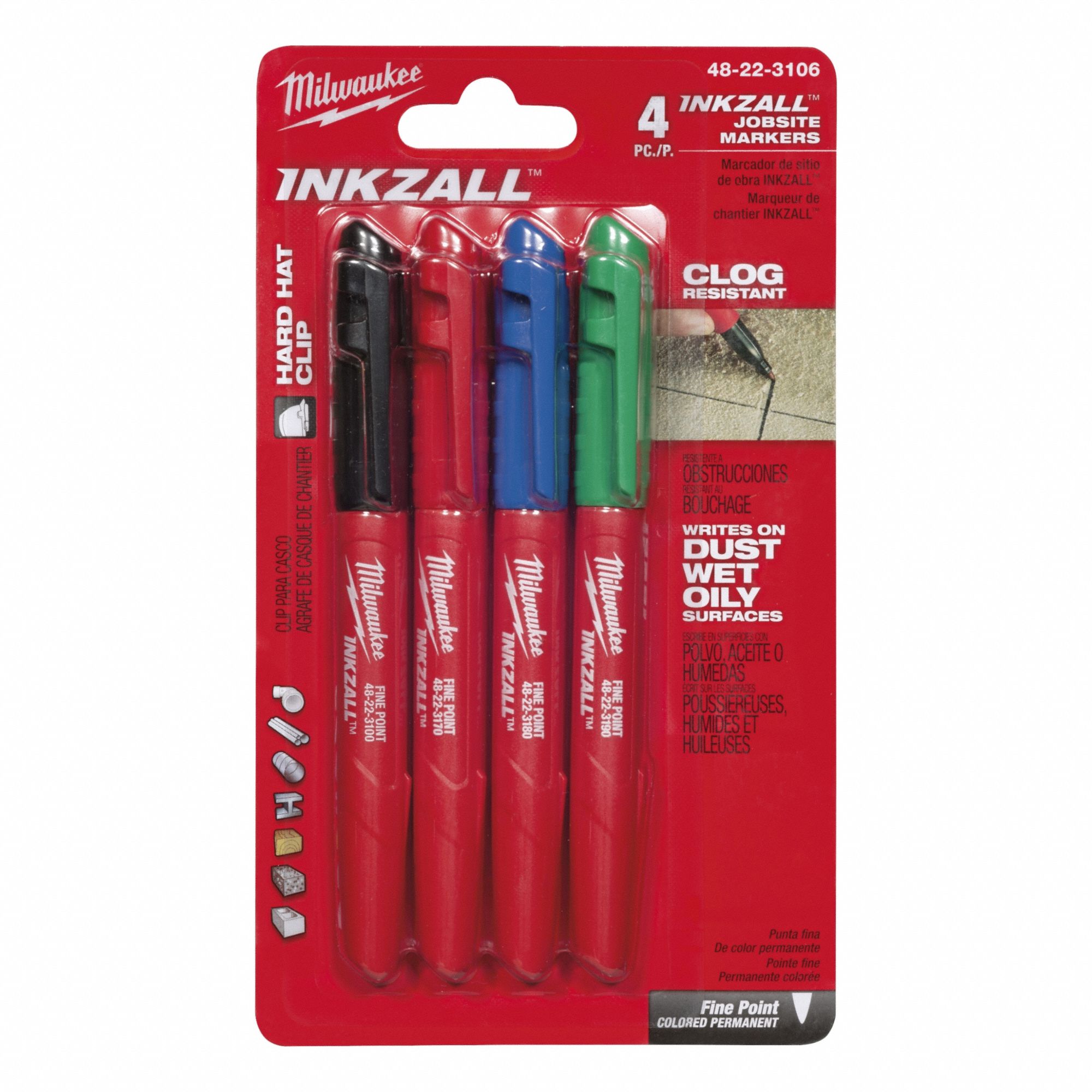 4PK INKZALL(TM) Color Fine Point Marker