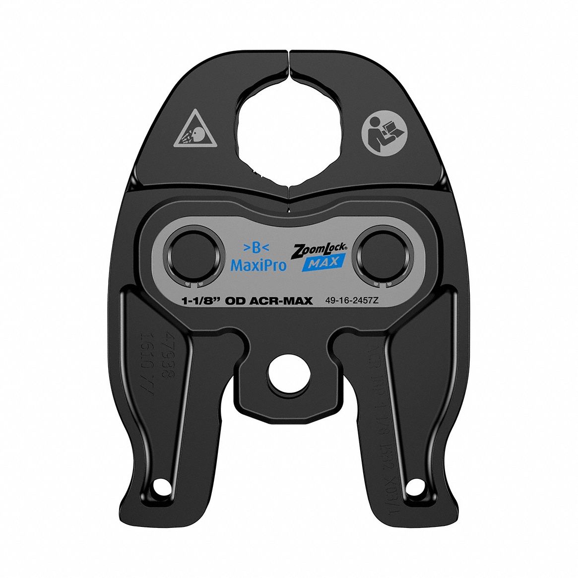 Press Jaw: 1 1/8 in Pipe, Forged Steel, For ZoomLock® MAX, Compact Tool Types
