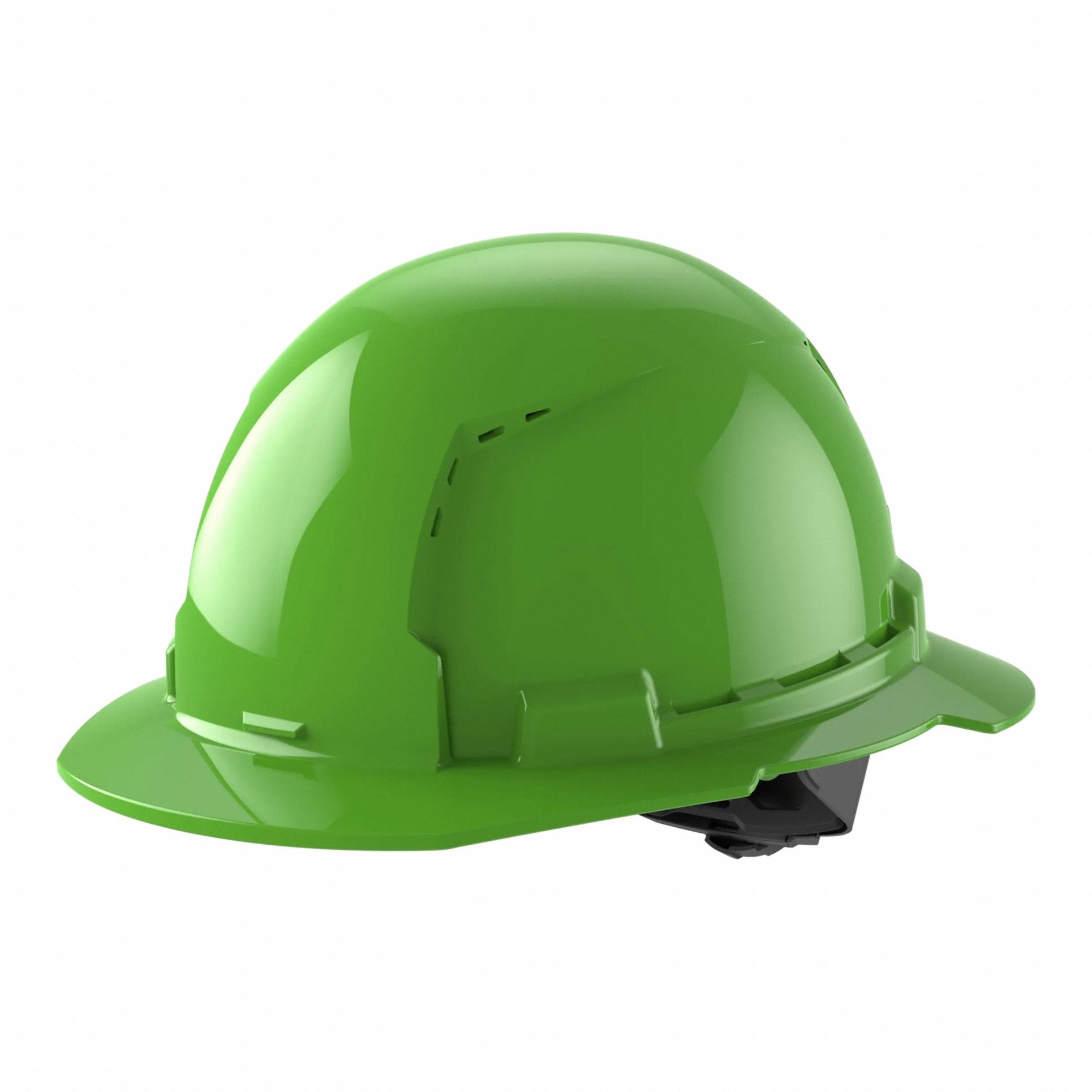 Hard Hat: Green, Ratchet (4-Point), Ratchet, Polyethylene, Side-Slots, Milwaukee, Solid