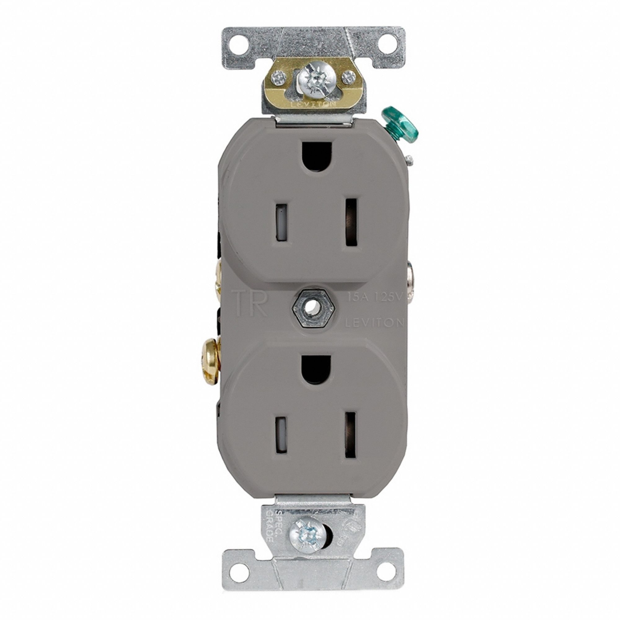 Duplex Rec 15A 125V TR Gry