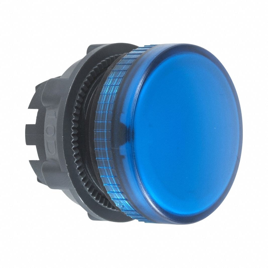 Pilot Light Head: 22 mm Panel Mounting Hole Dia, Blue, Smooth, XB5 Series