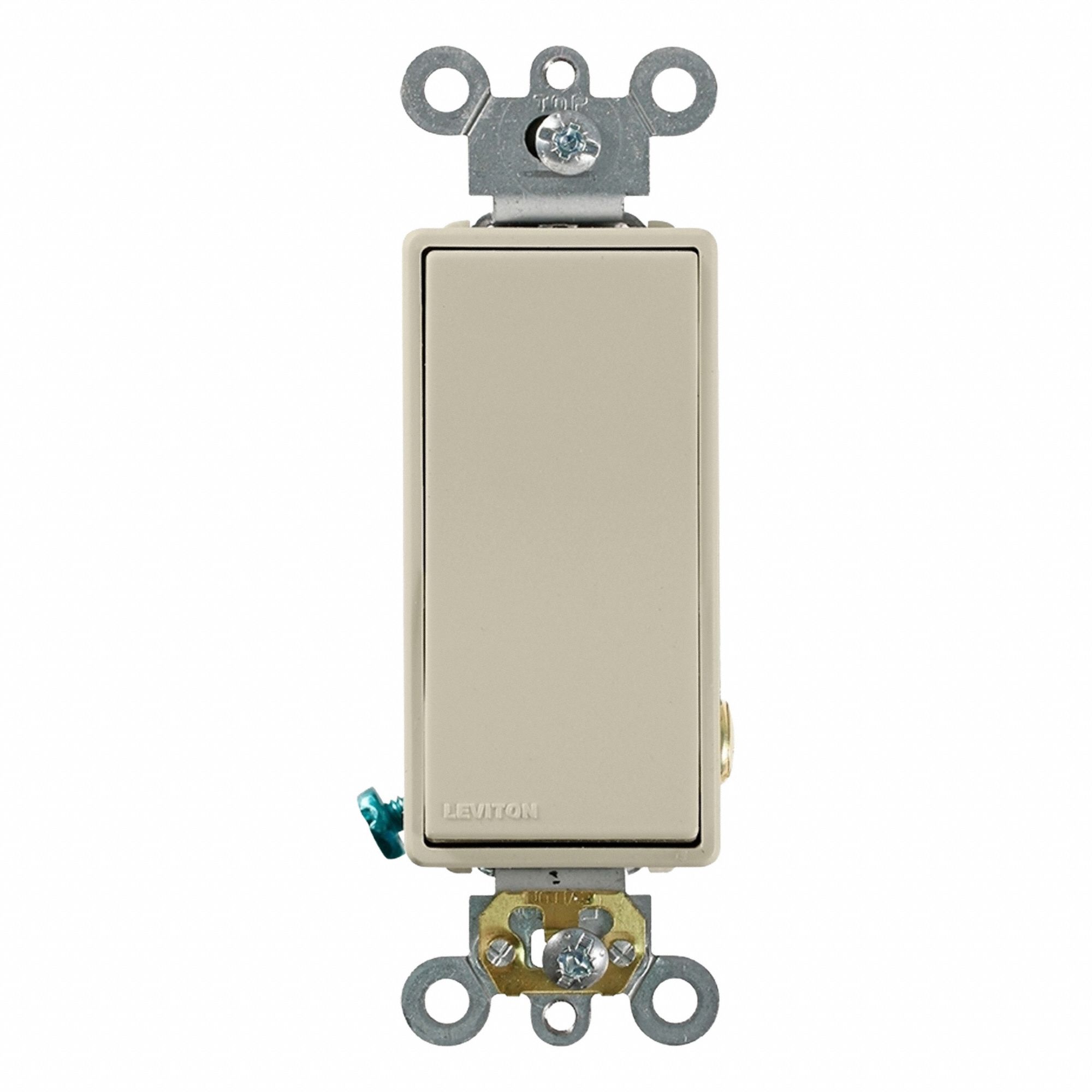 AC Quiet Switch: Rocker Switch, Single Pole, Ivory, 20 A, 120/277V AC, Screw Terminals