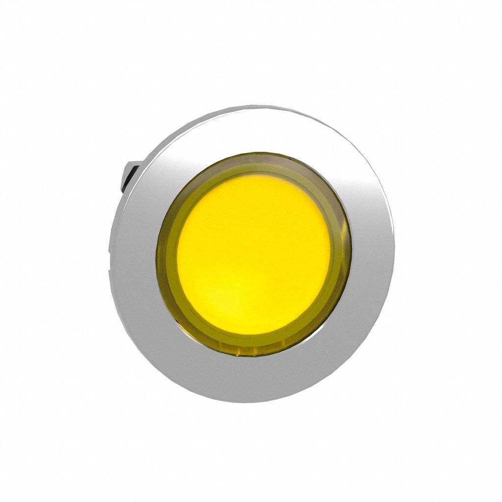 Pilot Light Head: 30 mm Panel Mounting Hole Dia, Yellow, Smooth, LED, XB4 Series