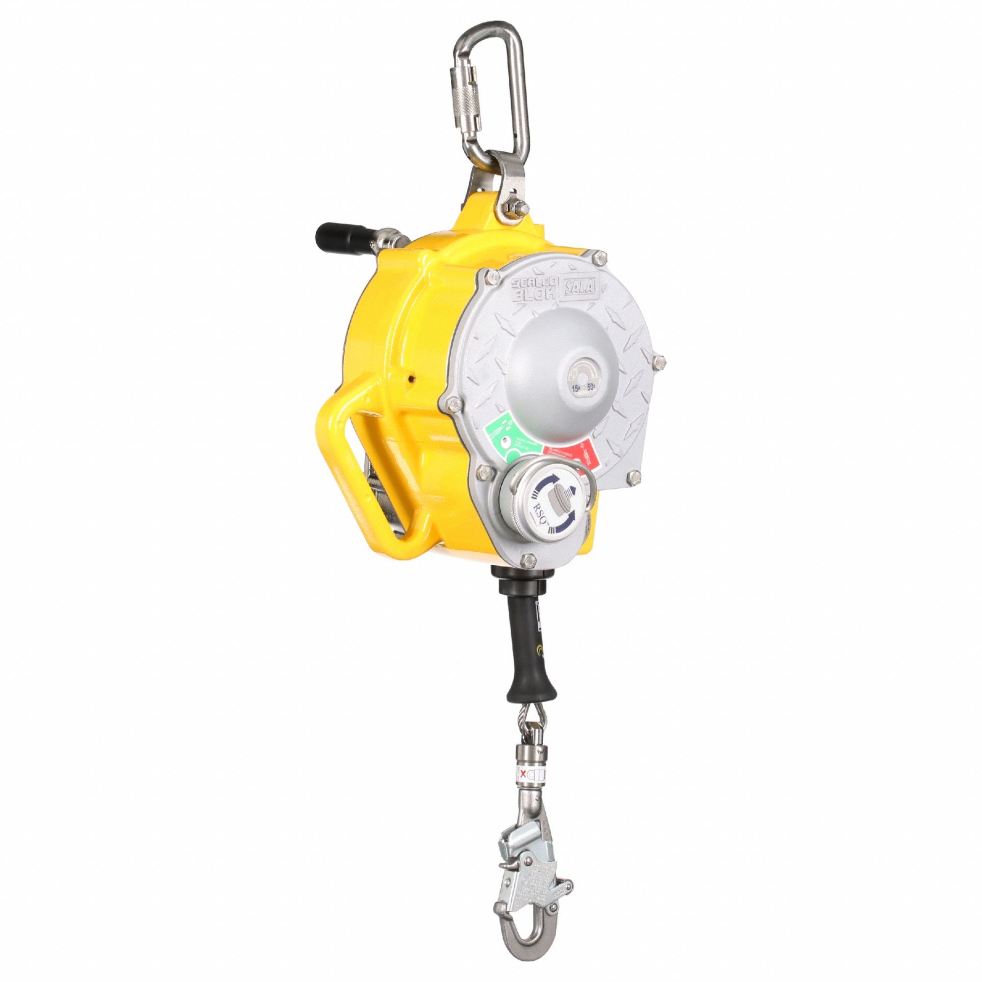 Self-Retracting Lifeline: Carabiner Anchor, Harness Swivel Snap Hook, 3 Legs, 1/4 in Line