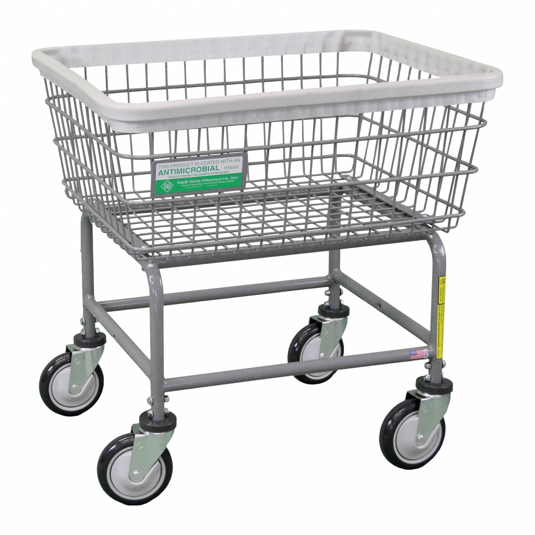 Laundry Cart: Gray, (4) Swivel, 3 cu ft Total Volume, 600 lb Wt Capacity