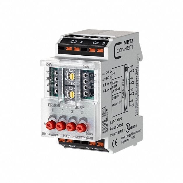 MS/TP Module: DIN Rail Mounting, BACnet MS/TP, 4 Outputs, (4) Analog, 24V AC/DC