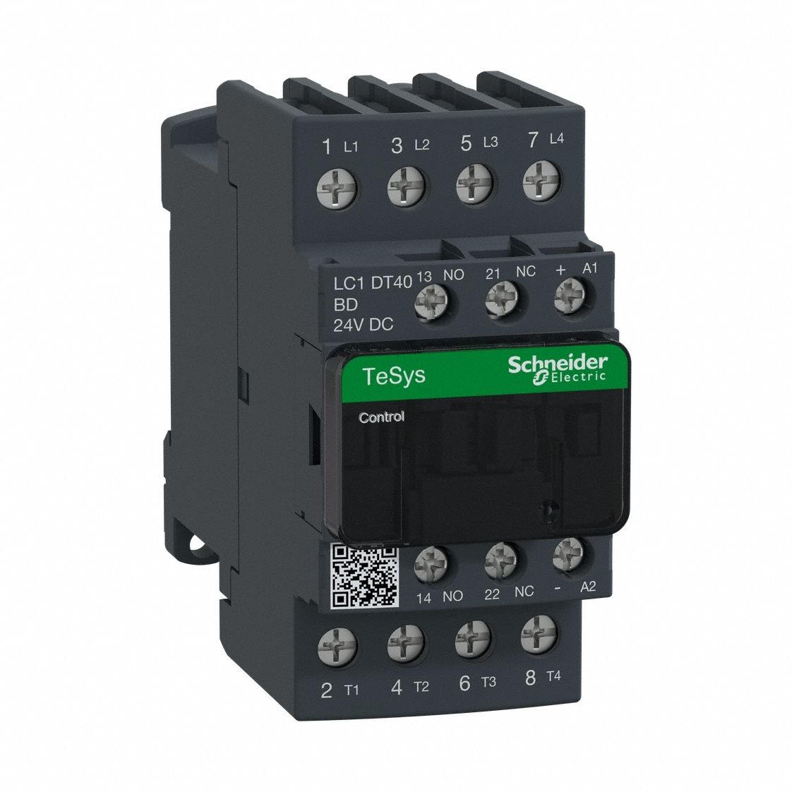IEC Magnetic Contactor: Non-Reversing, 4 Poles, 4NO Contacts, 40 A, 24V DC Coil, 1NO/1NC