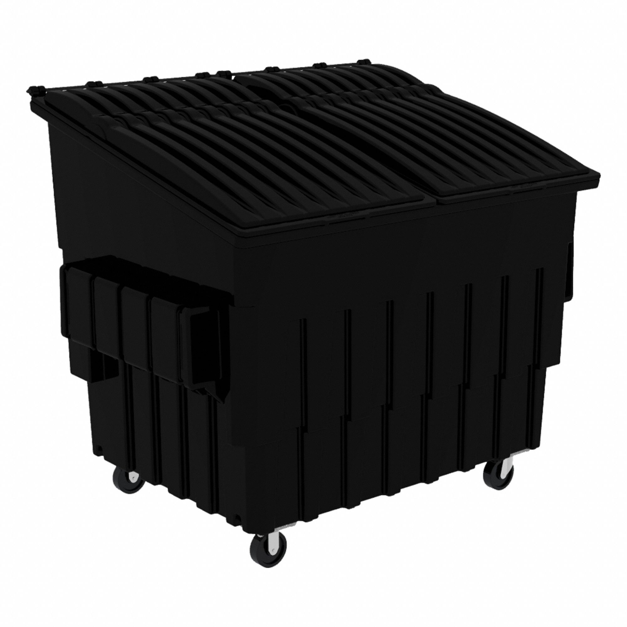 Dumpster: 2, 000 lb Container Capacity, 70 5/8 in Overall Ht, 60 in Overall Wd, Black