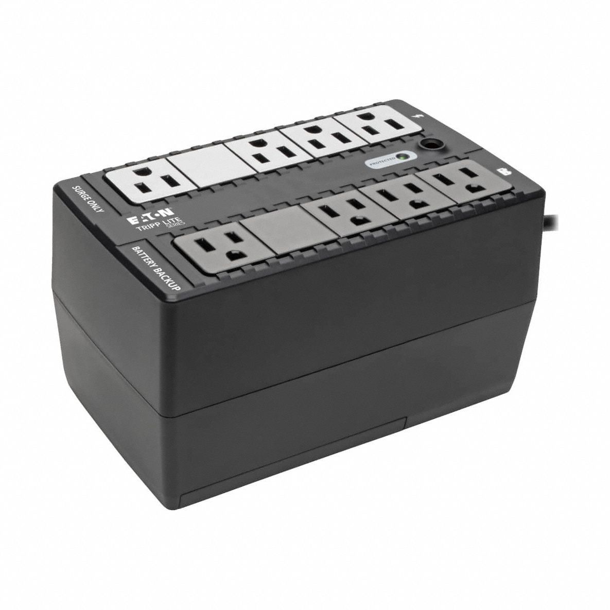EATON TRIPP LITE UPS: Single Phase, 450 VA Power Rating, 120 V AC Input, 120 V Output, 5-15P (MPN BC450). Key specifications — attr1044766: Single; attr1044781: Standby; attr232986: EATON TRIPP LITE.