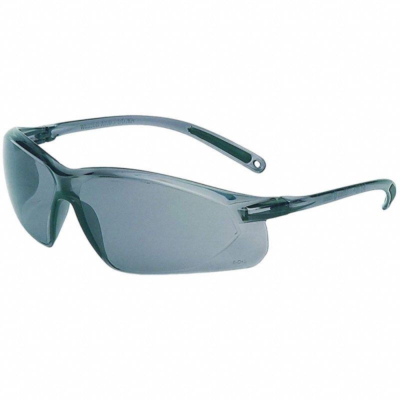 Safety Glasses: Gray Lens, Half-Frame, Anti-Fog, Clear Frame, A700 Series