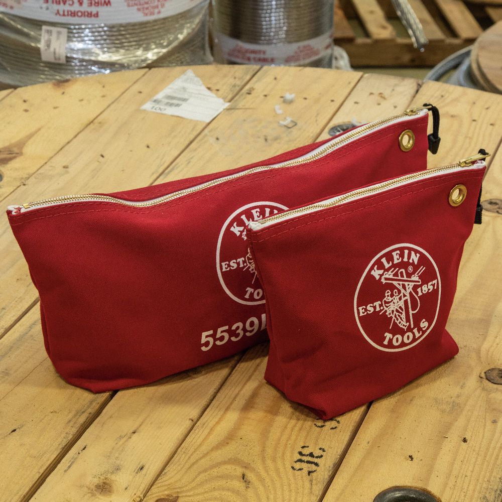 Tool Bag: 10 in W x 3 1/2 in D x 8 in H, Red, Canvas, 0 Inside Pockets, 1 Bags, Canvas