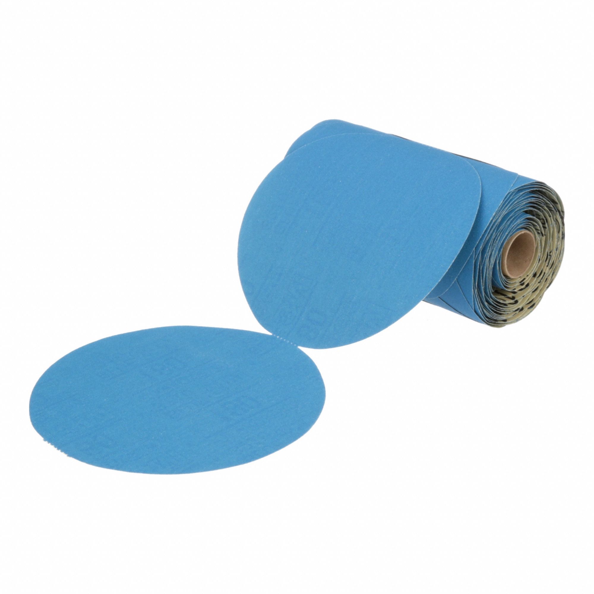 Blue Abrasive Disc Roll: 6 in Dia, Non-Vacuum, Ceramic, 180 Grit, B/C Wt Paper, 321U