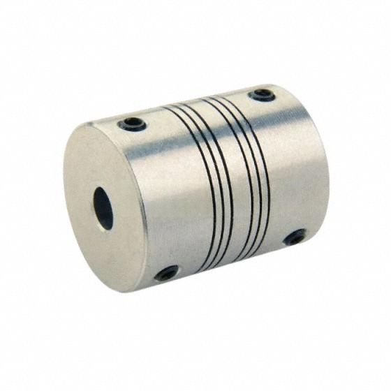 Motion Control Coupling: 3° Angular Misalignment, 6 mm Bore Dia 1, Aluminum, 1
