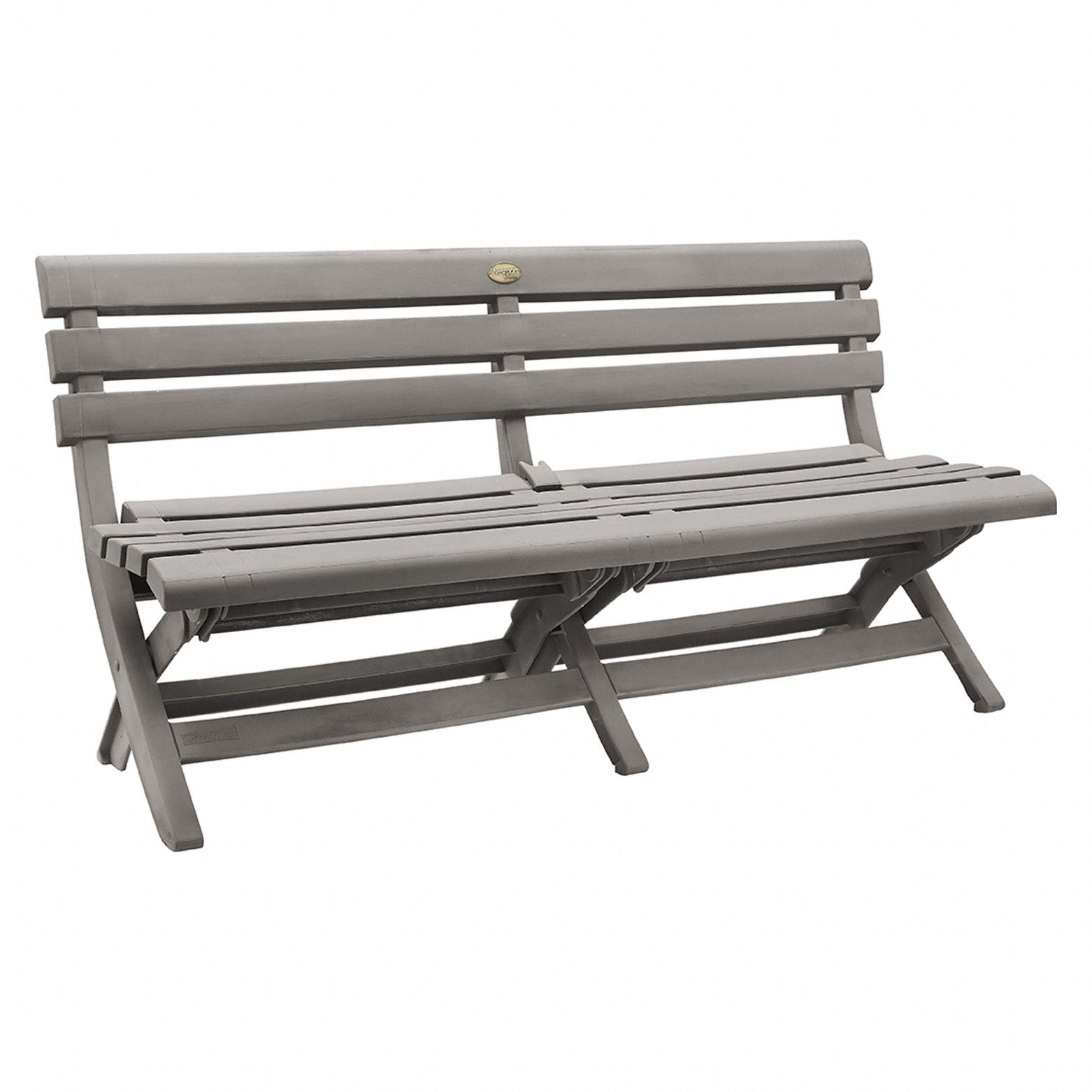 Folding Bench: Barn Gray, Barn Gray, 16 in Seat Ht, 58 3/4 in Seat Wd, 22 in Seat Dp