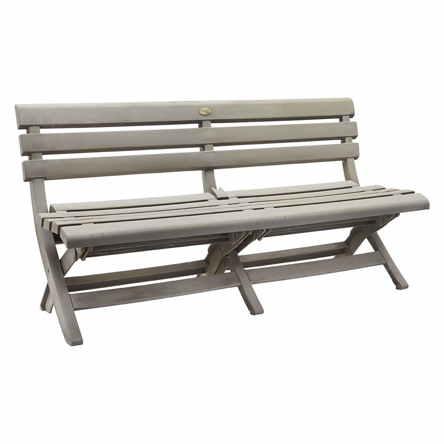 Folding Bench: French Taupe, French Taupe, 16 in Seat Ht, 58 3/4 in Seat Wd