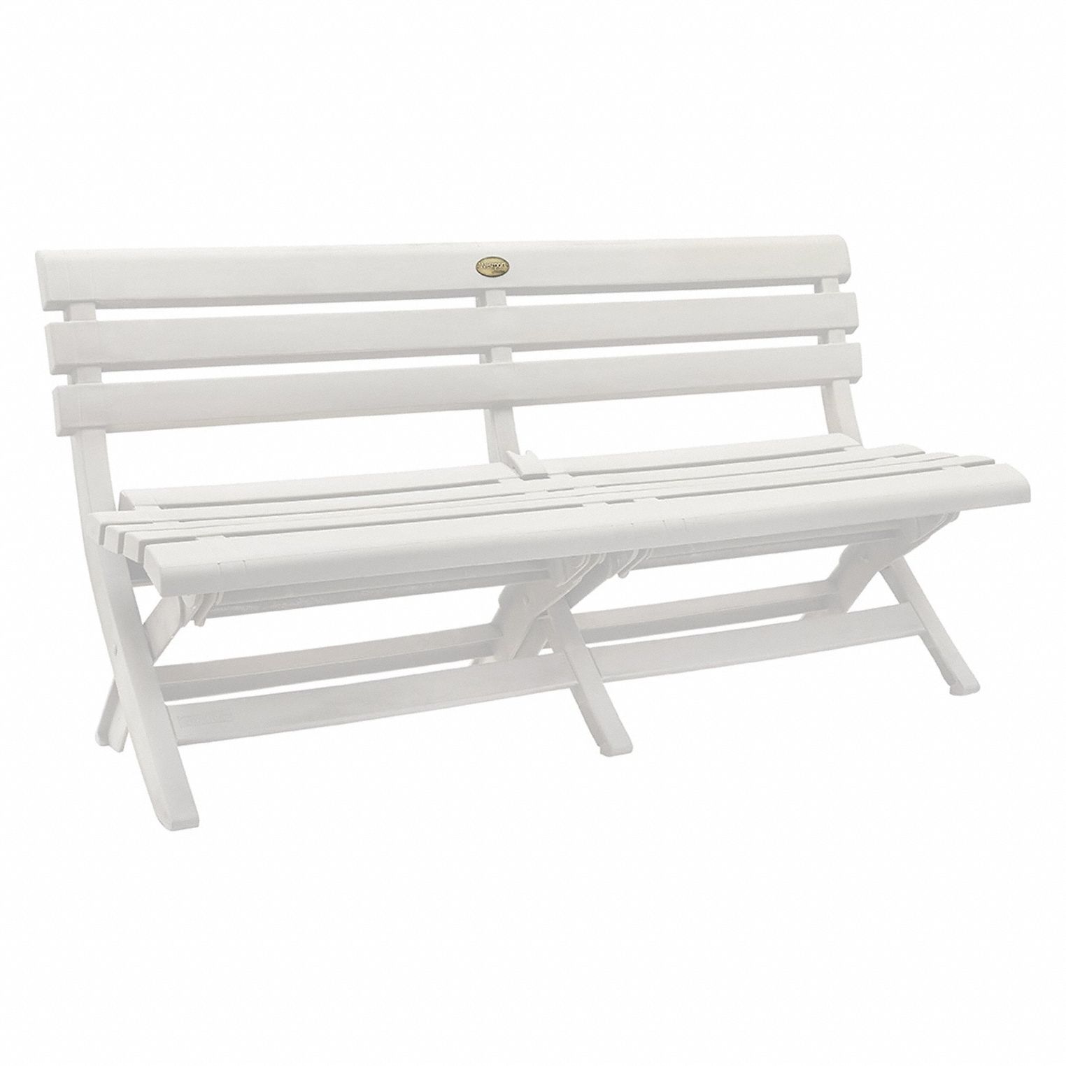 Folding Bench: White, White, 16 in Seat Ht, 58 3/4 in Seat Wd, 22 in Seat Dp