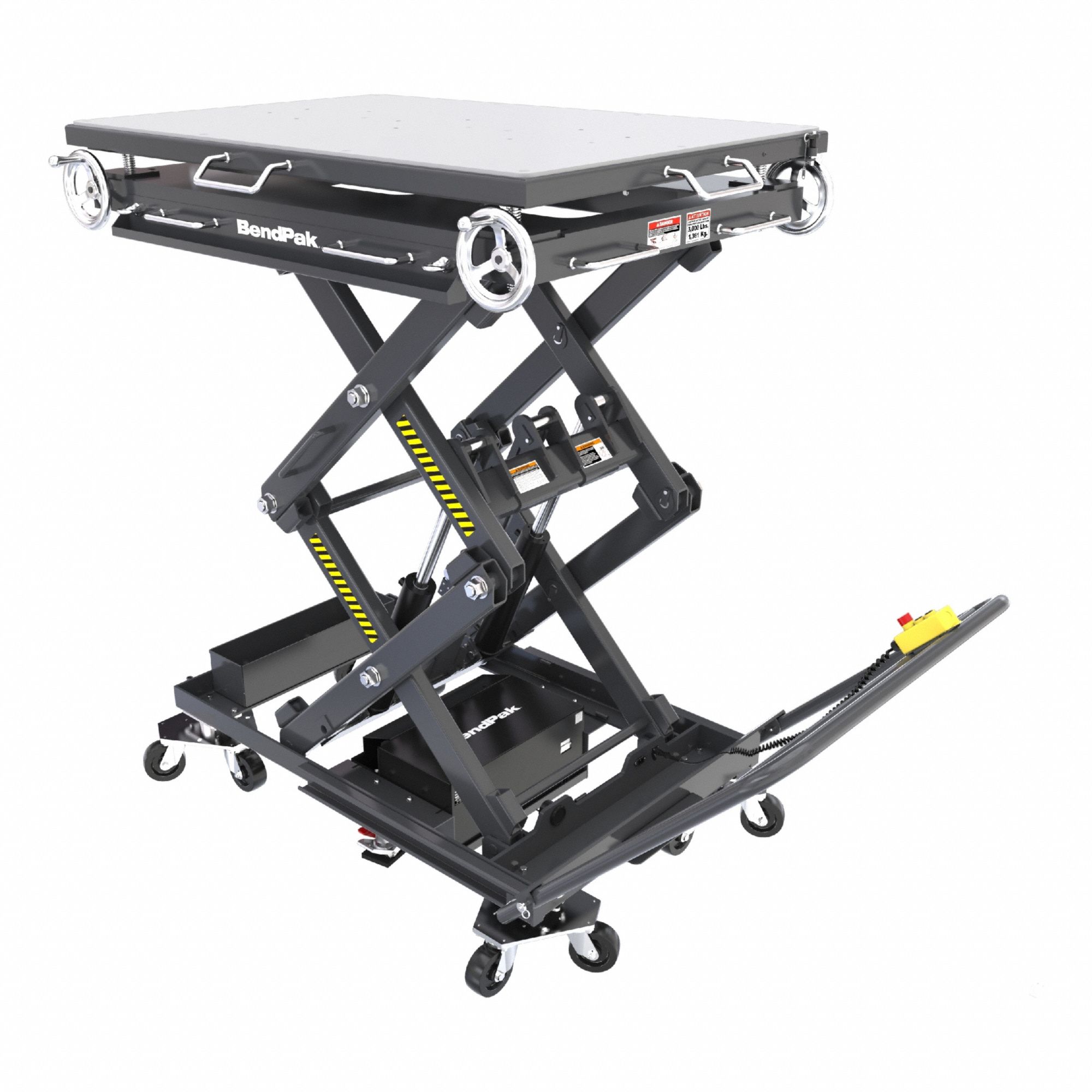 Vehicle Lift: Electric, 3, 000 lb Load Capacity, Steel, Pendant Control, 34 1/4 in Min Lift